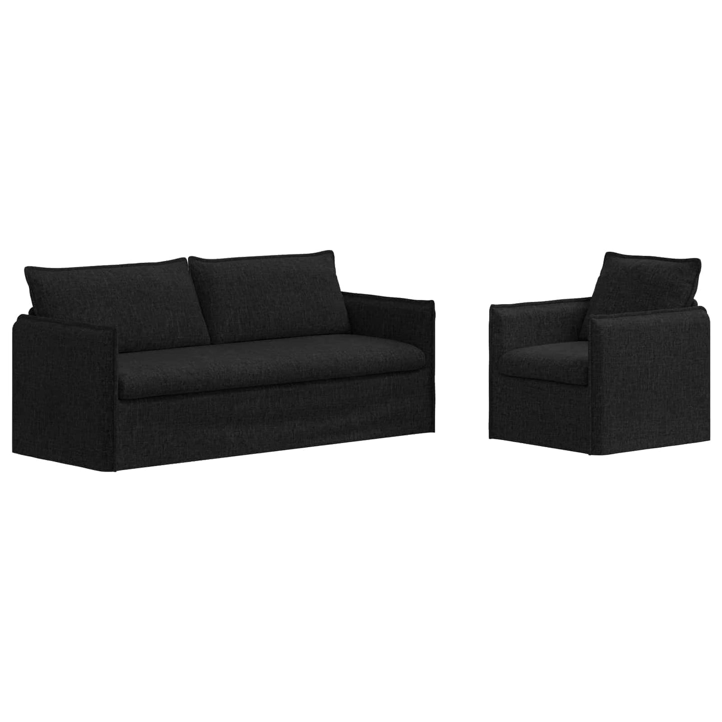 vidaXL Σετ Καναπέ 2 pcs Μαύρο 196 x 82 x 85 εκ Ύφασμα