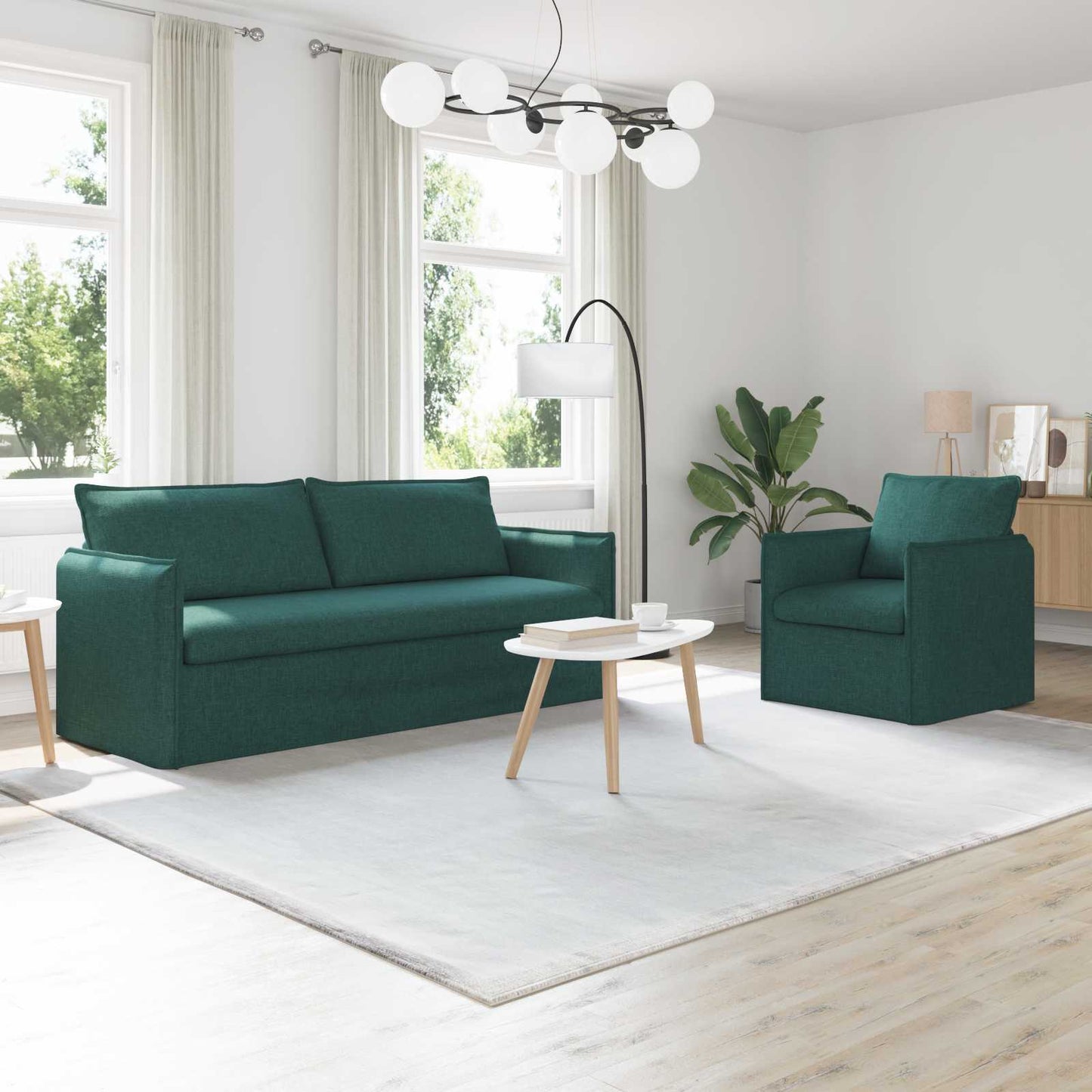vidaXL Σετ Καναπέ 2 pcs Σκούρο Πράσινο 196 x 82 x 85 εκ Ύφασμα