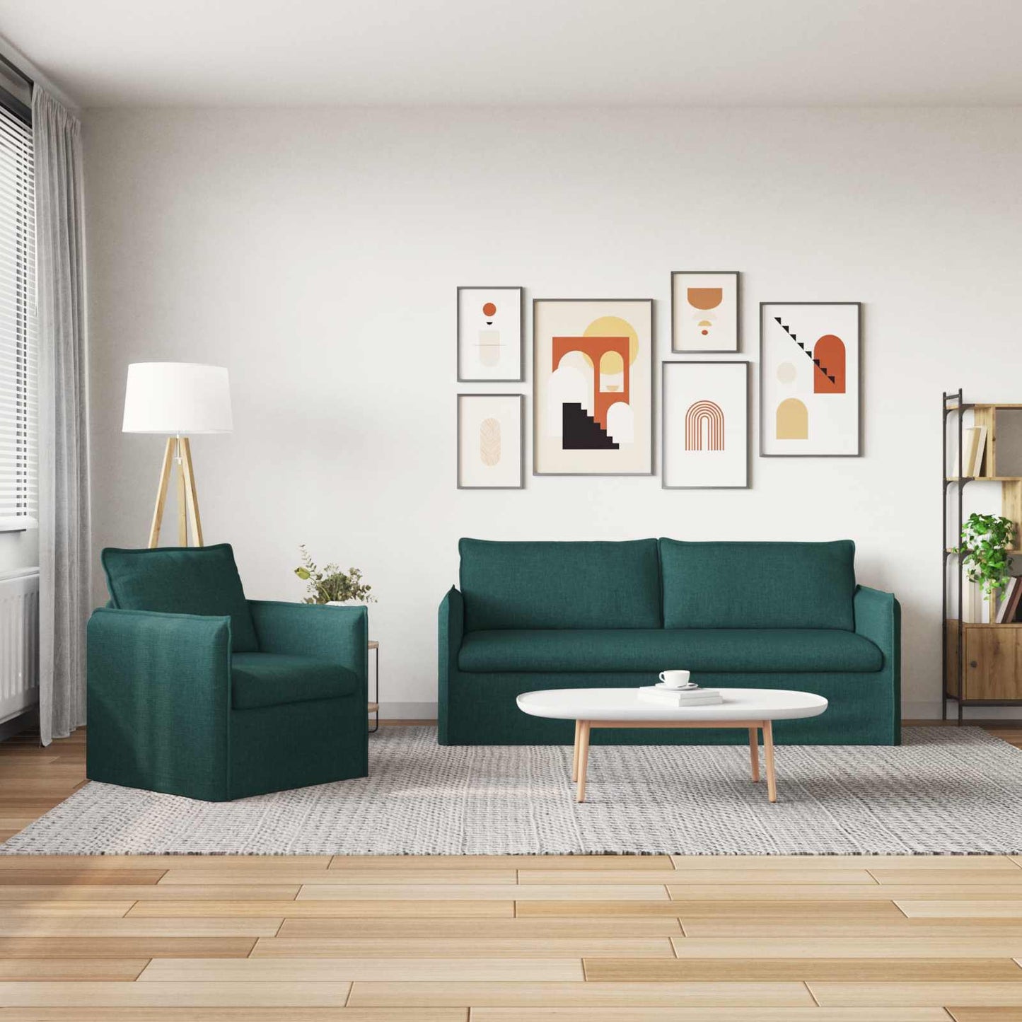vidaXL Σετ Καναπέ 2 pcs Σκούρο Πράσινο 196 x 82 x 85 εκ Ύφασμα