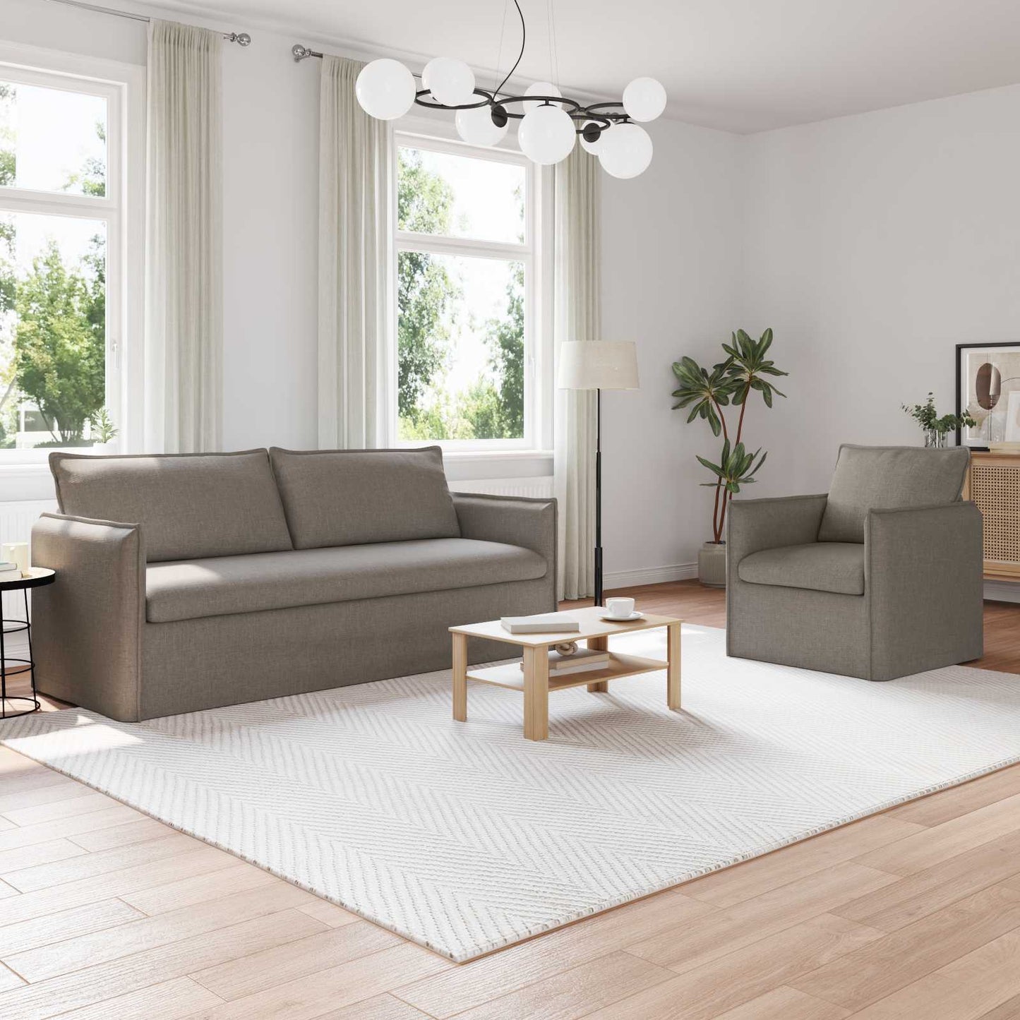 vidaXL Σετ Καναπέ 2 pcs Taupe 196 x 82 x 85 εκ Ύφασμα