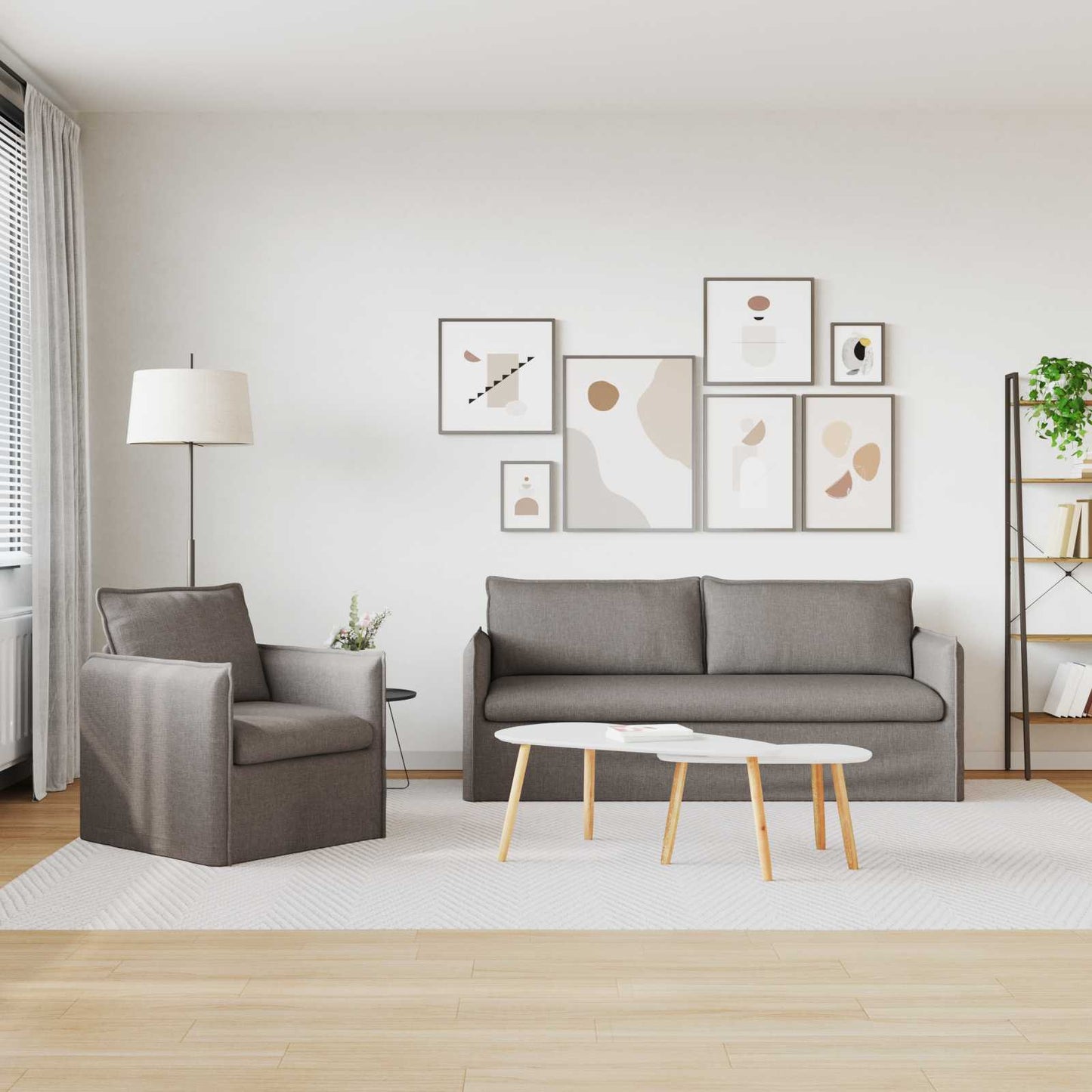 vidaXL Σετ Καναπέ 2 pcs Taupe 196 x 82 x 85 εκ Ύφασμα