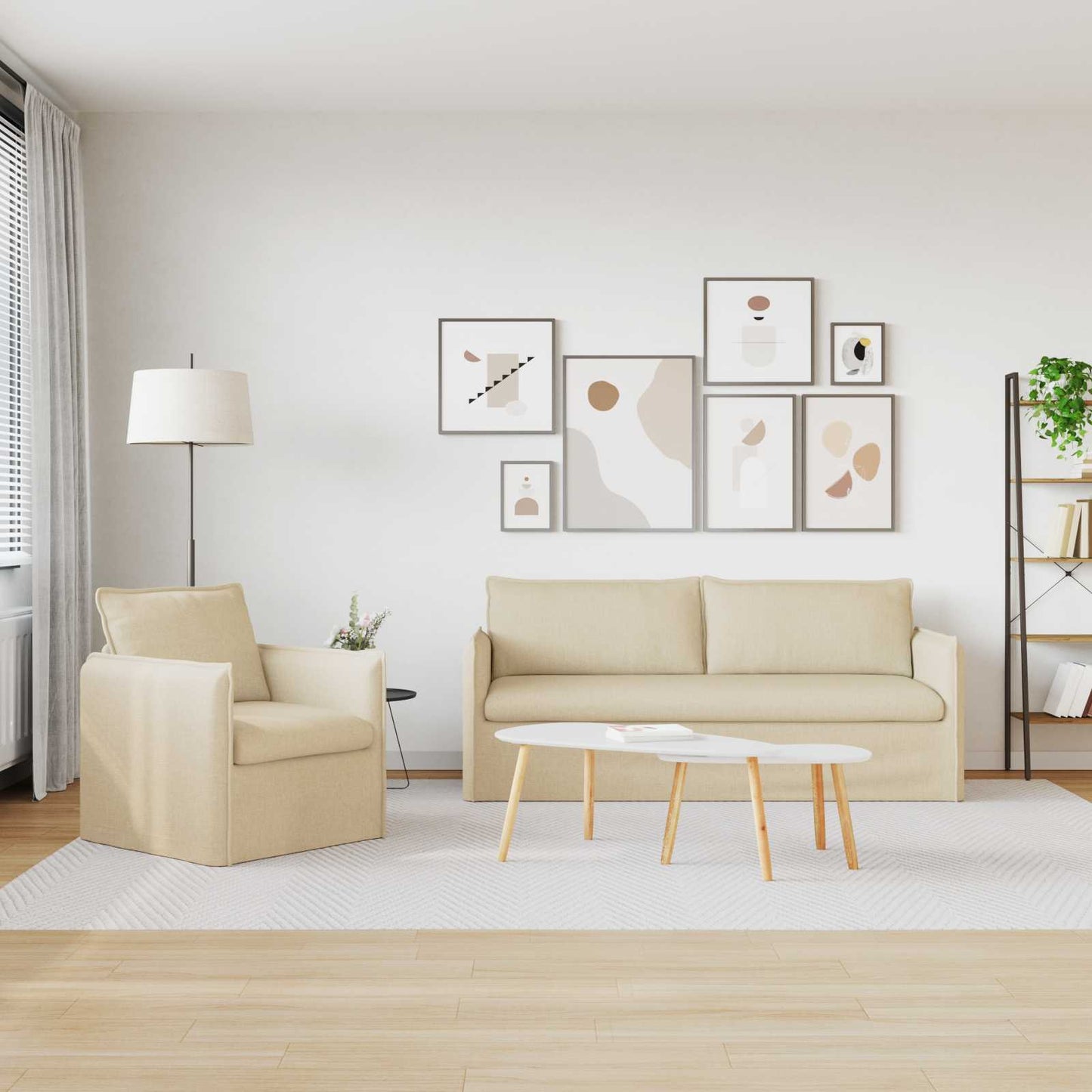 vidaXL Σετ Καναπέ 2 pcs Κρεμ 196 x 82 x 85 εκ Ύφασμα