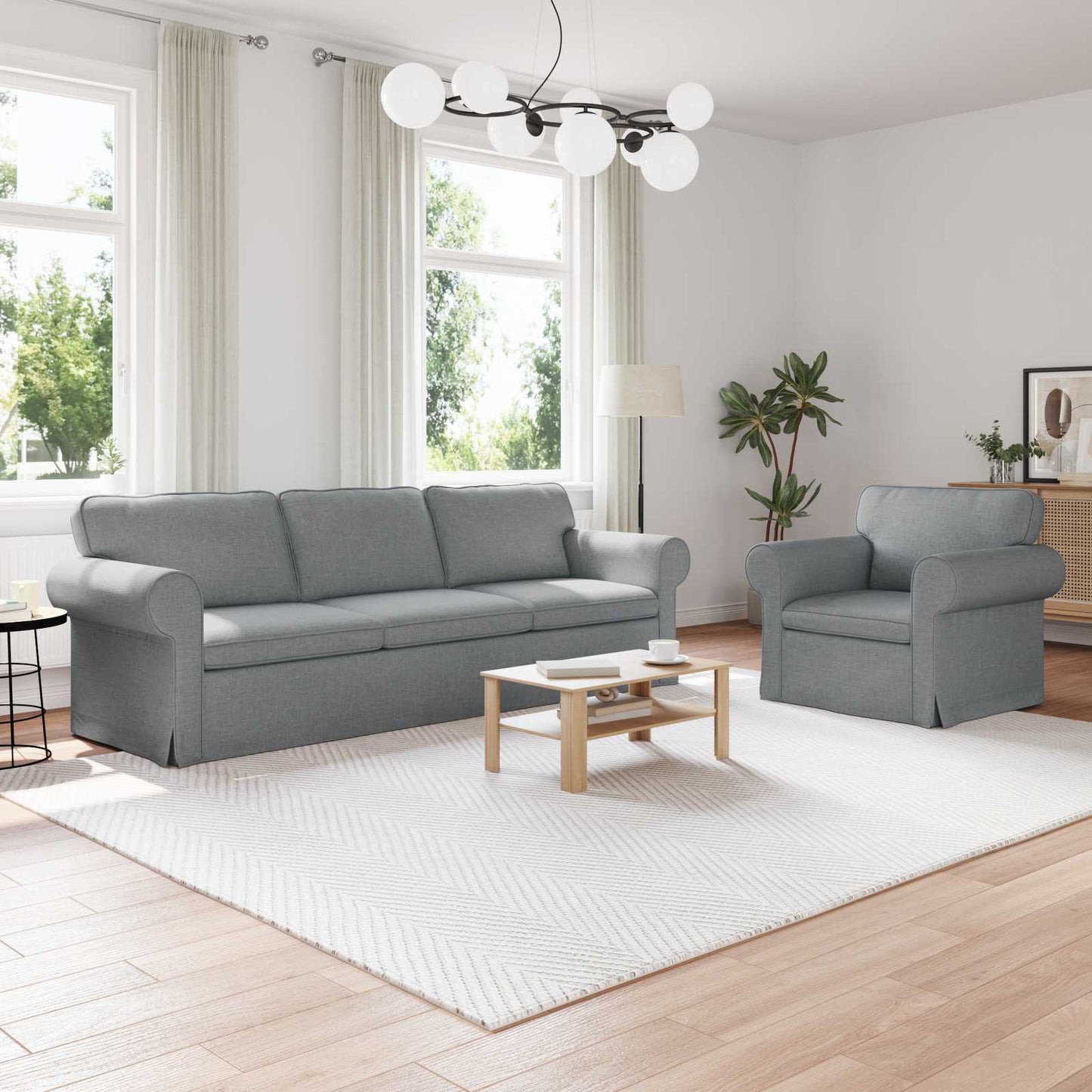 vidaXL Σετ Καναπέ 2 pcs Ανοιχτό γκρι 245 x 82 x 80 εκ ύφασμα