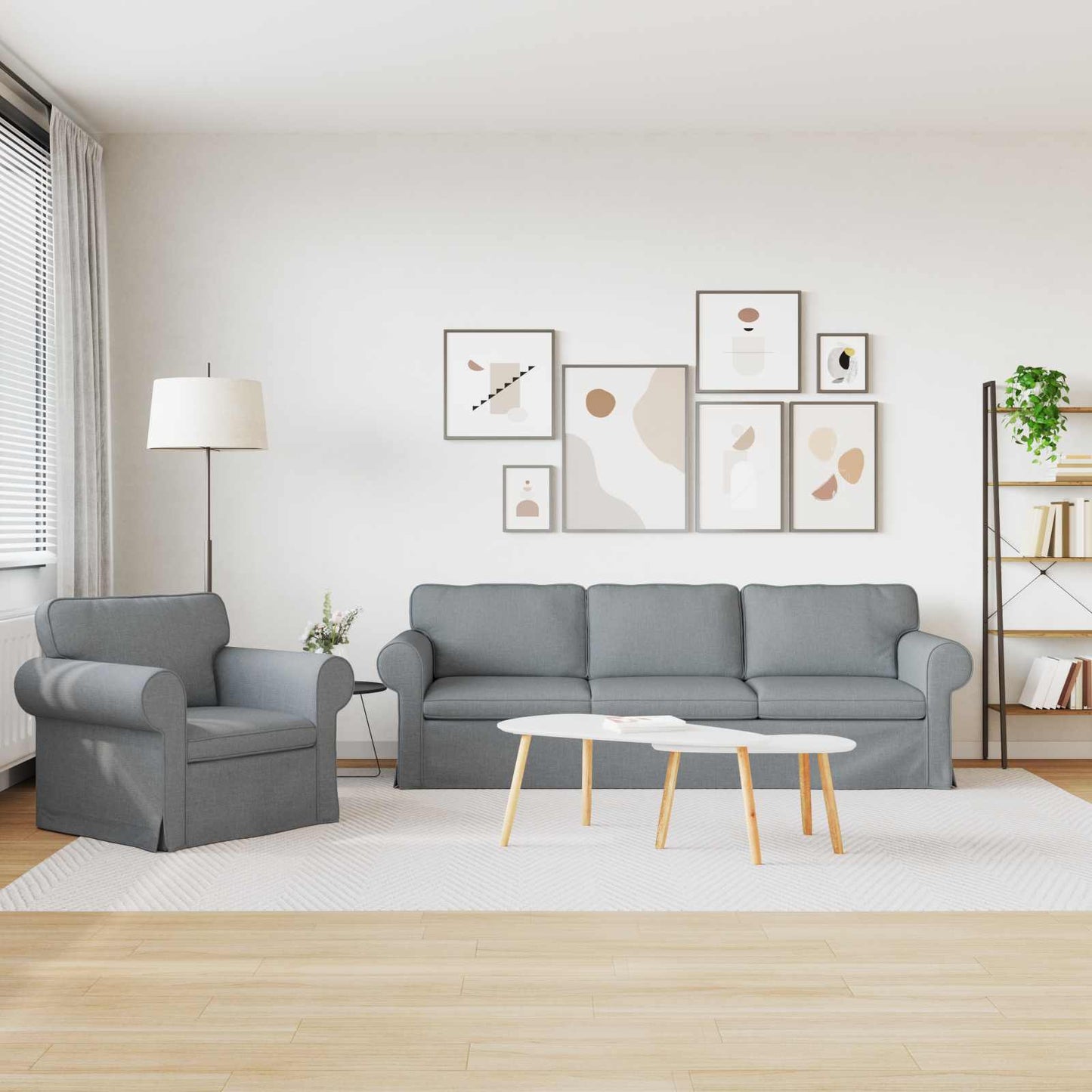 vidaXL Σετ Καναπέ 2 pcs Ανοιχτό γκρι 245 x 82 x 80 εκ ύφασμα