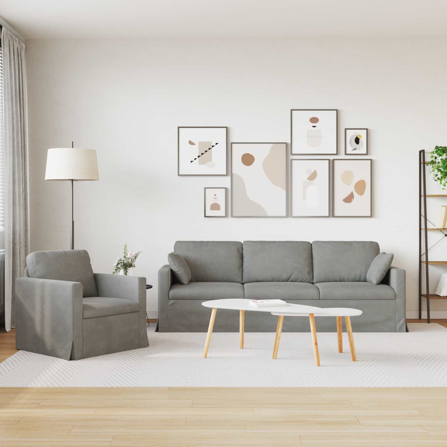 vidaXL Σετ Καναπέ 2 pcs Ανοιχτό γκρι 228 x 78 x 80 εκ Βελούδο
