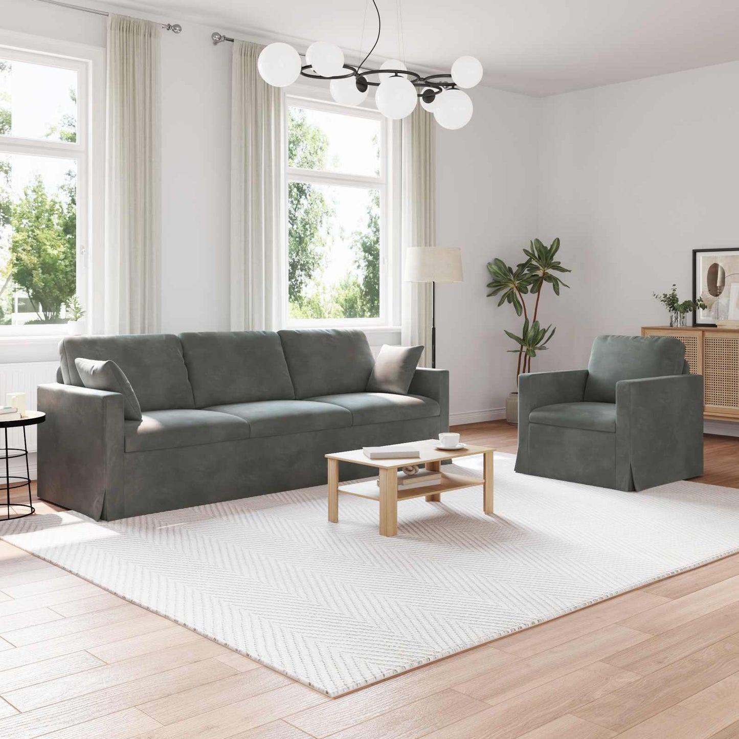 vidaXL Σετ Καναπέ 2 pcs Σκούρο Γκρι 228 x 78 x 80 εκ Βελούδο