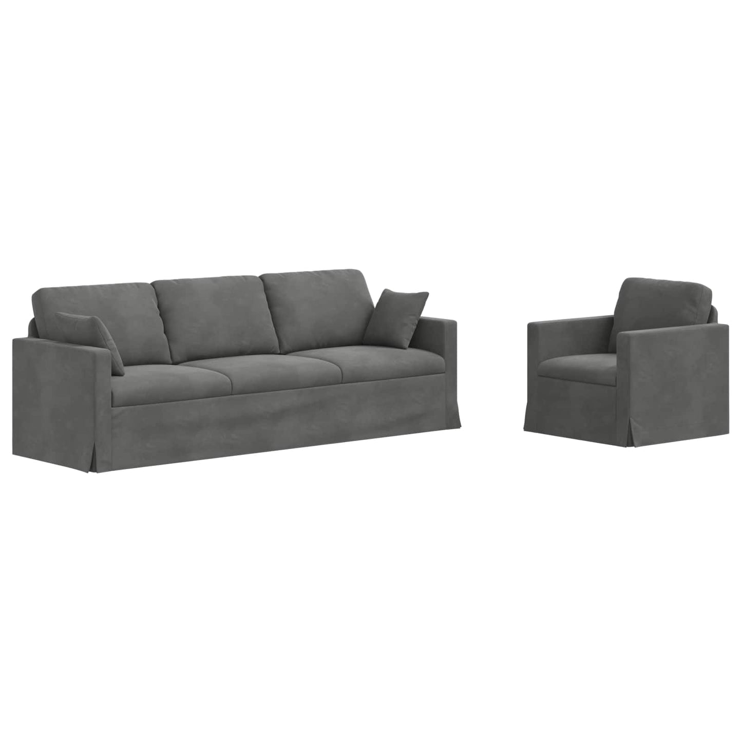 vidaXL Σετ Καναπέ 2 pcs Σκούρο Γκρι 228 x 78 x 80 εκ Βελούδο
