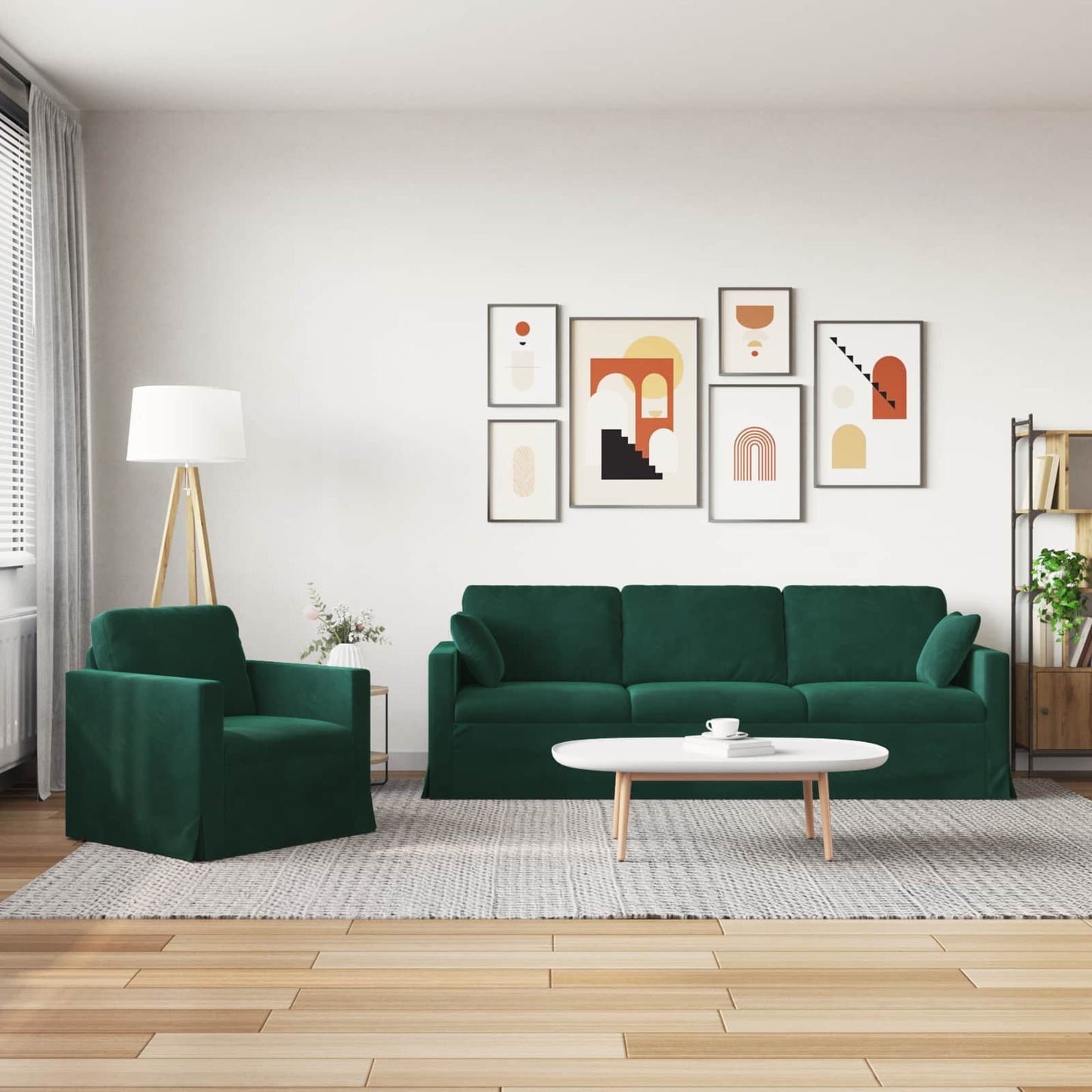 vidaXL Σετ Καναπέ 2 pcs Σκούρο Πράσινο 228 x 78 x 80 εκ Βελούδο