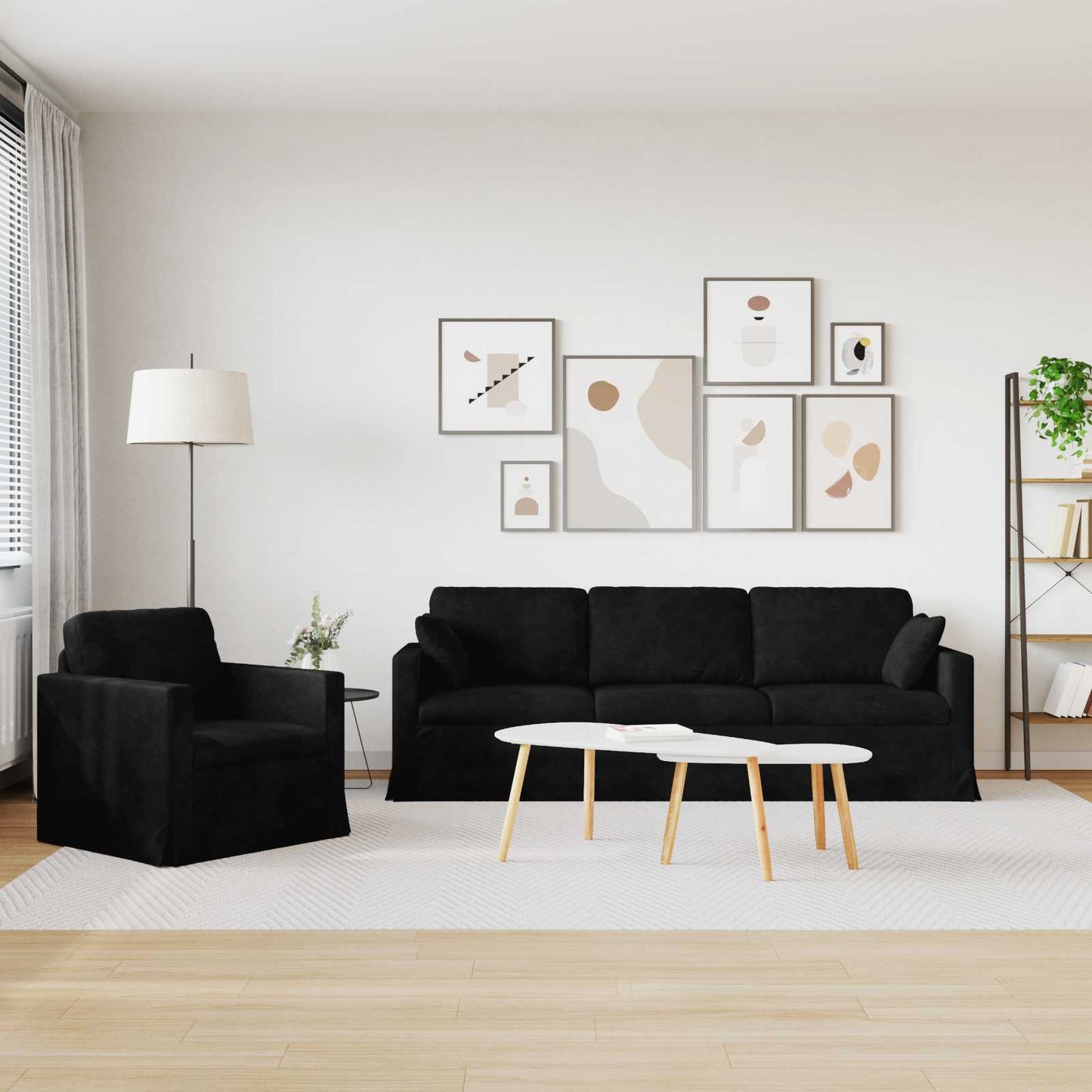 vidaXL Σετ Καναπέ 2 pcs Μαύρο Βελούδο