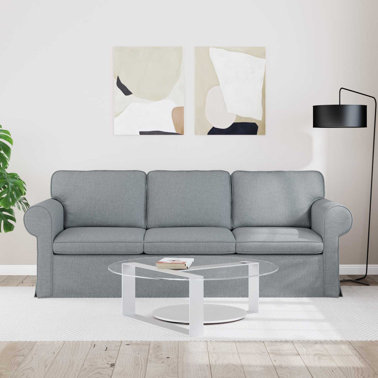 vidaXL Καναπές Ανοιχτό γκρι 215 x 82 x 80 εκ ύφασμα
