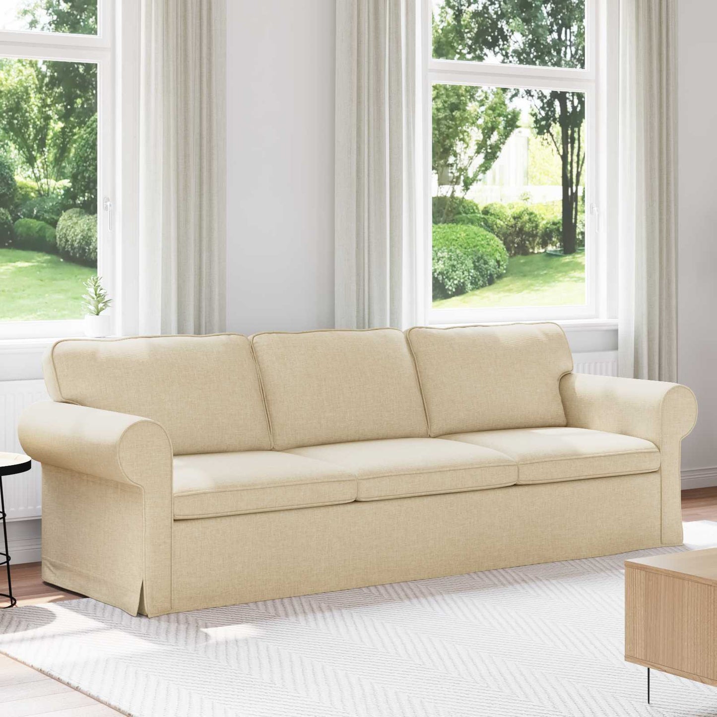 vidaXL Καναπές Κρεμ 245 x 82 x 80 εκ ύφασμα