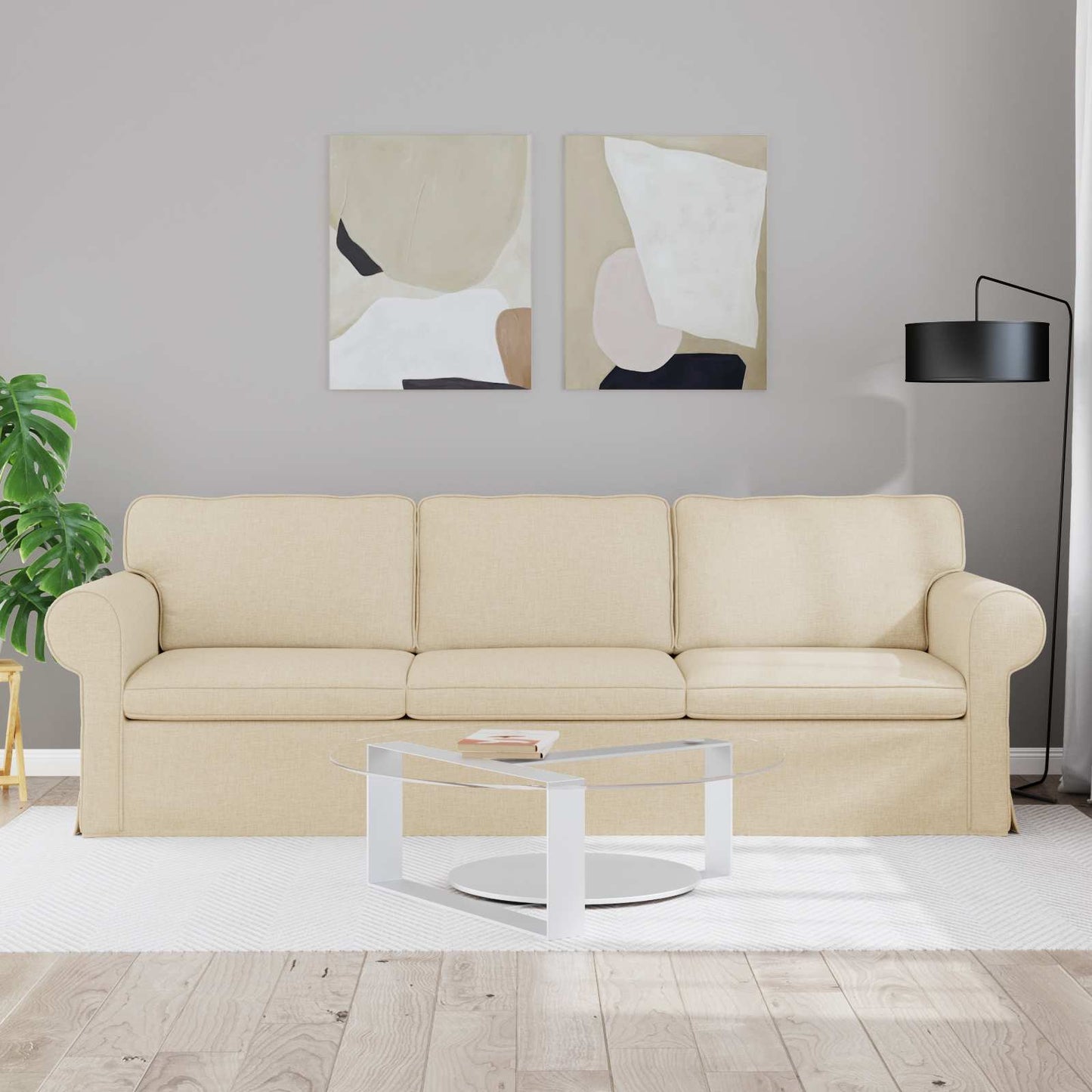 vidaXL Καναπές Κρεμ 245 x 82 x 80 εκ ύφασμα