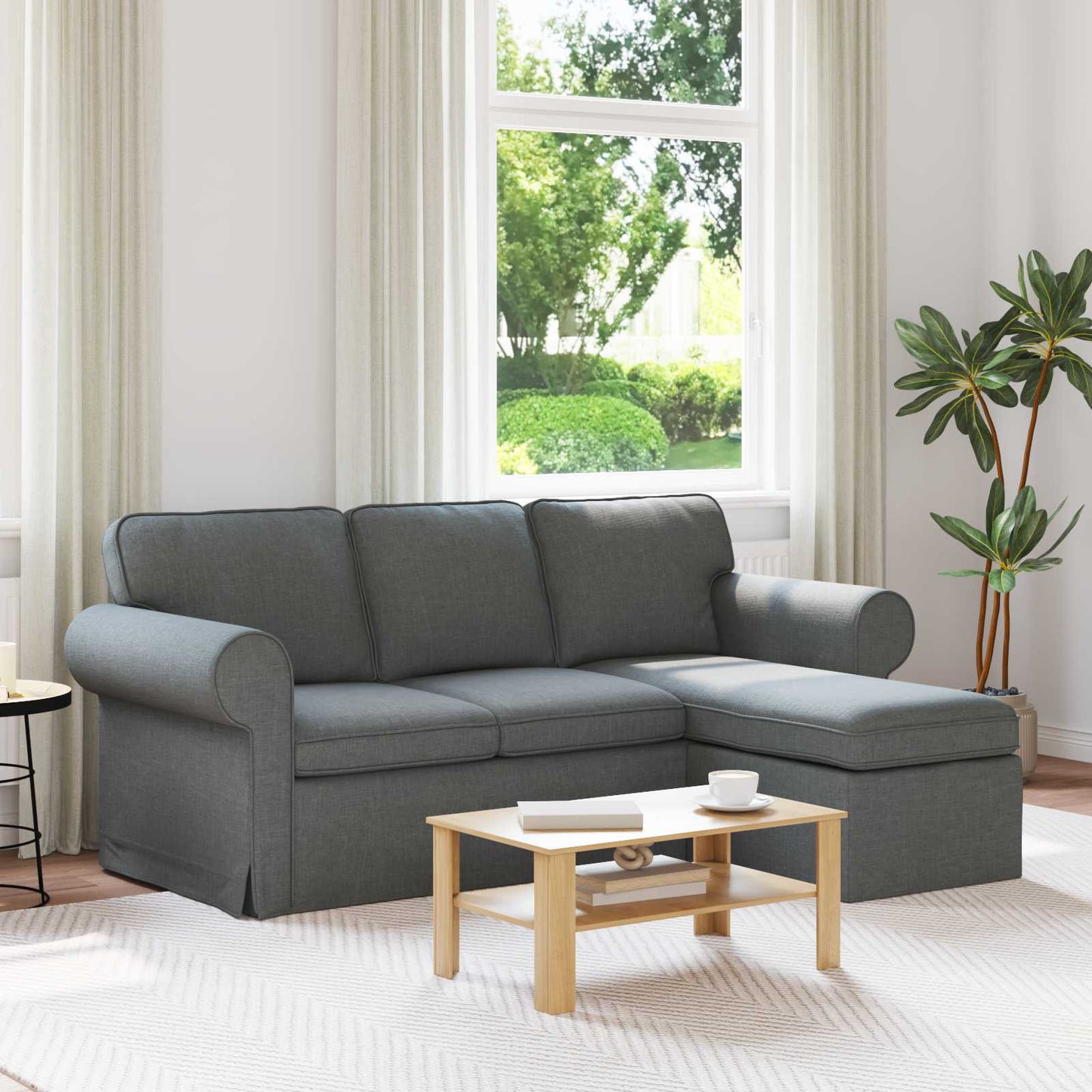 vidaXL Καναπές Σκούρο Γκρι 195 x 138 x 80 εκ ύφασμα