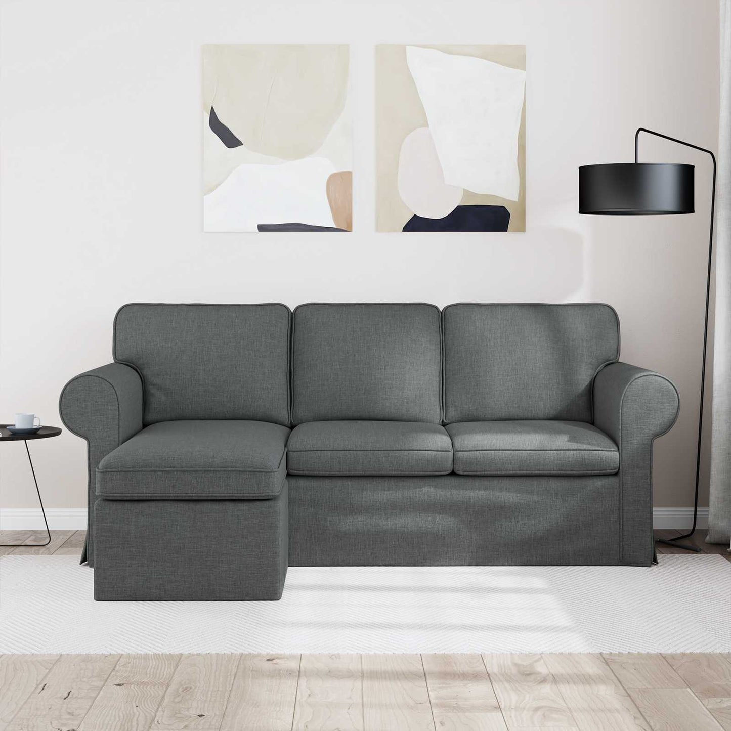 vidaXL Καναπές Σκούρο Γκρι 195 x 138 x 80 εκ ύφασμα