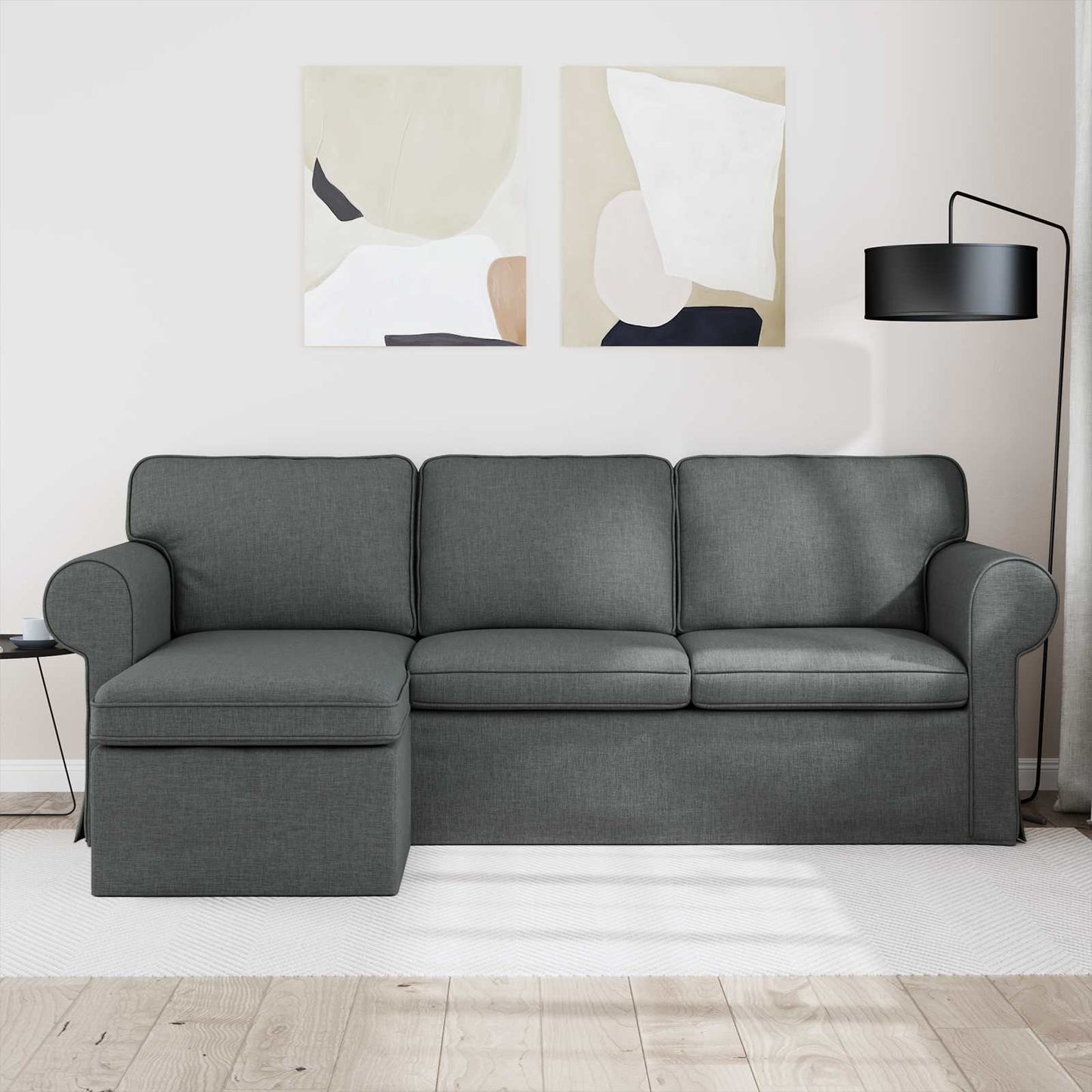 vidaXL Καναπές Σκούρο Γκρι 215 x 138 x 80 εκ ύφασμα