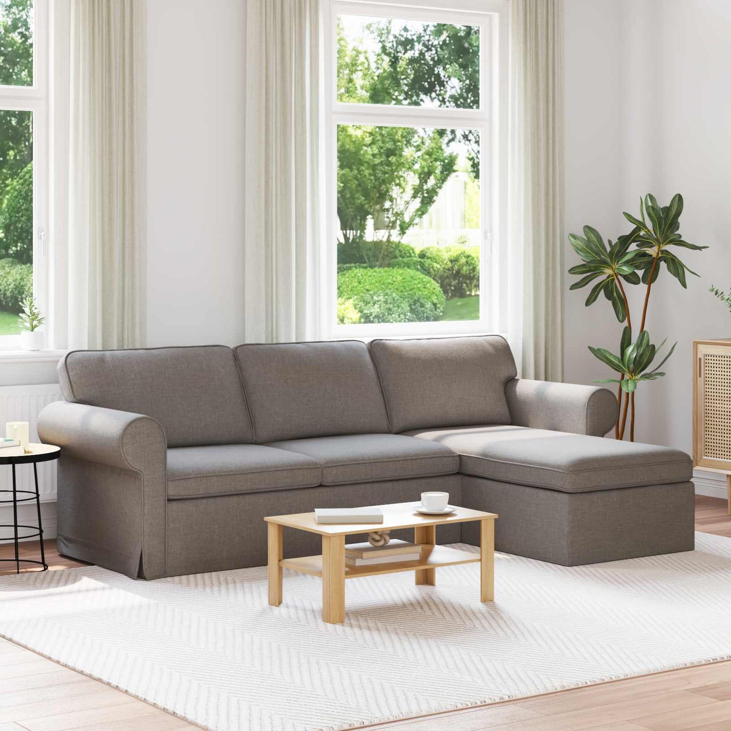 vidaXL Καναπές Taupe 245 x 138 x 80 εκ ύφασμα