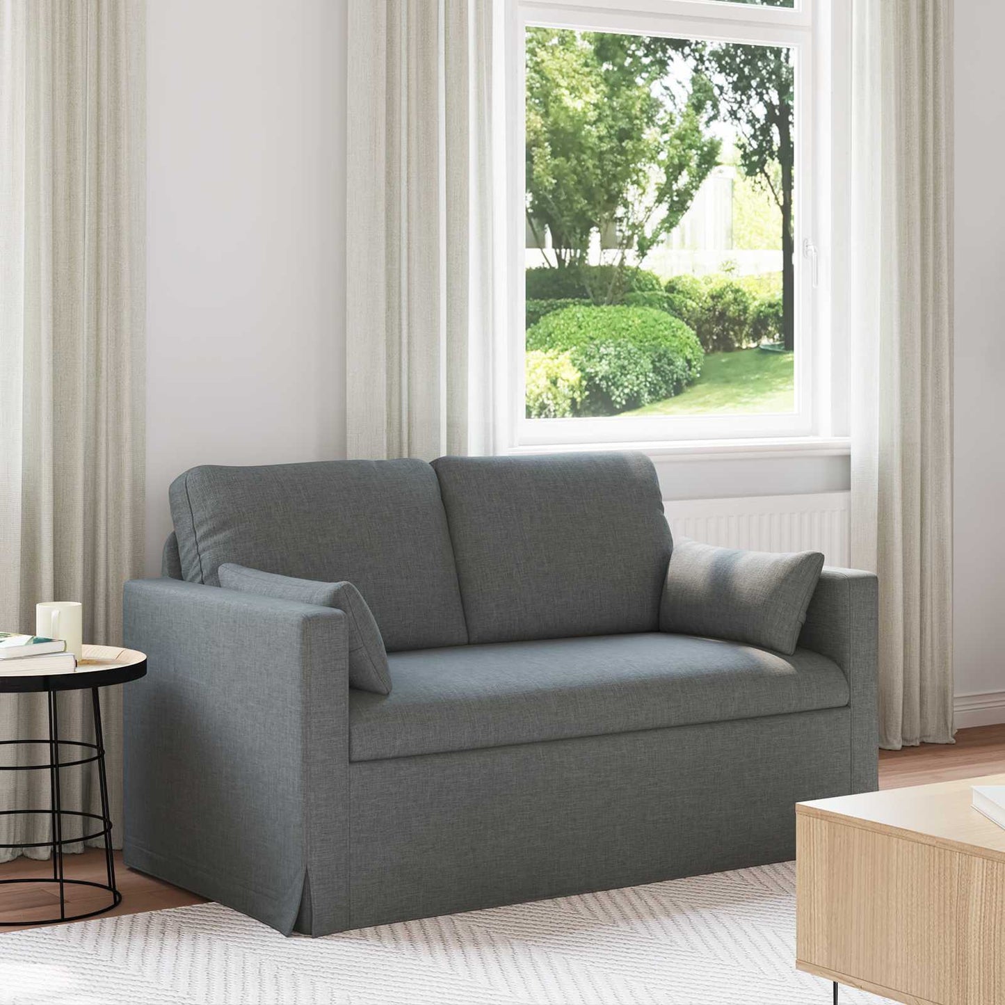 vidaXL Καναπές Σκούρο Γκρι 139 x 78 x 80 εκ ύφασμα
