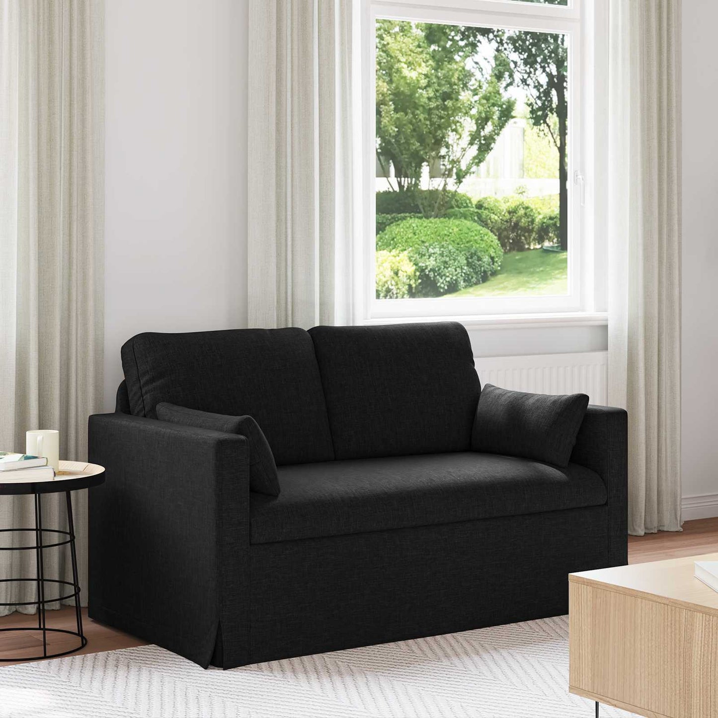 vidaXL Καναπές Μαύρο 139 x 78 x 80 εκ ύφασμα