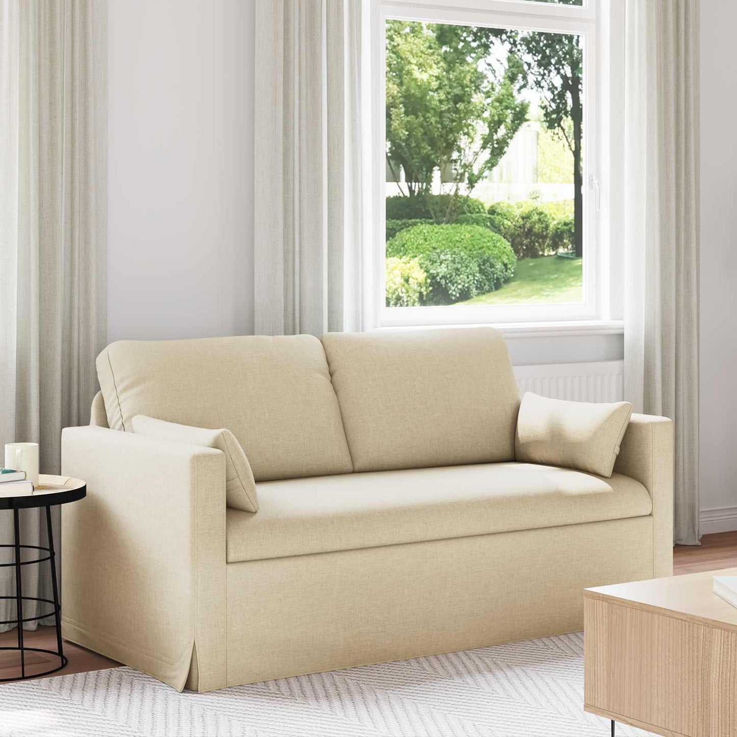 vidaXL Καναπές Κρεμ 158 x 78 x 80 εκ ύφασμα