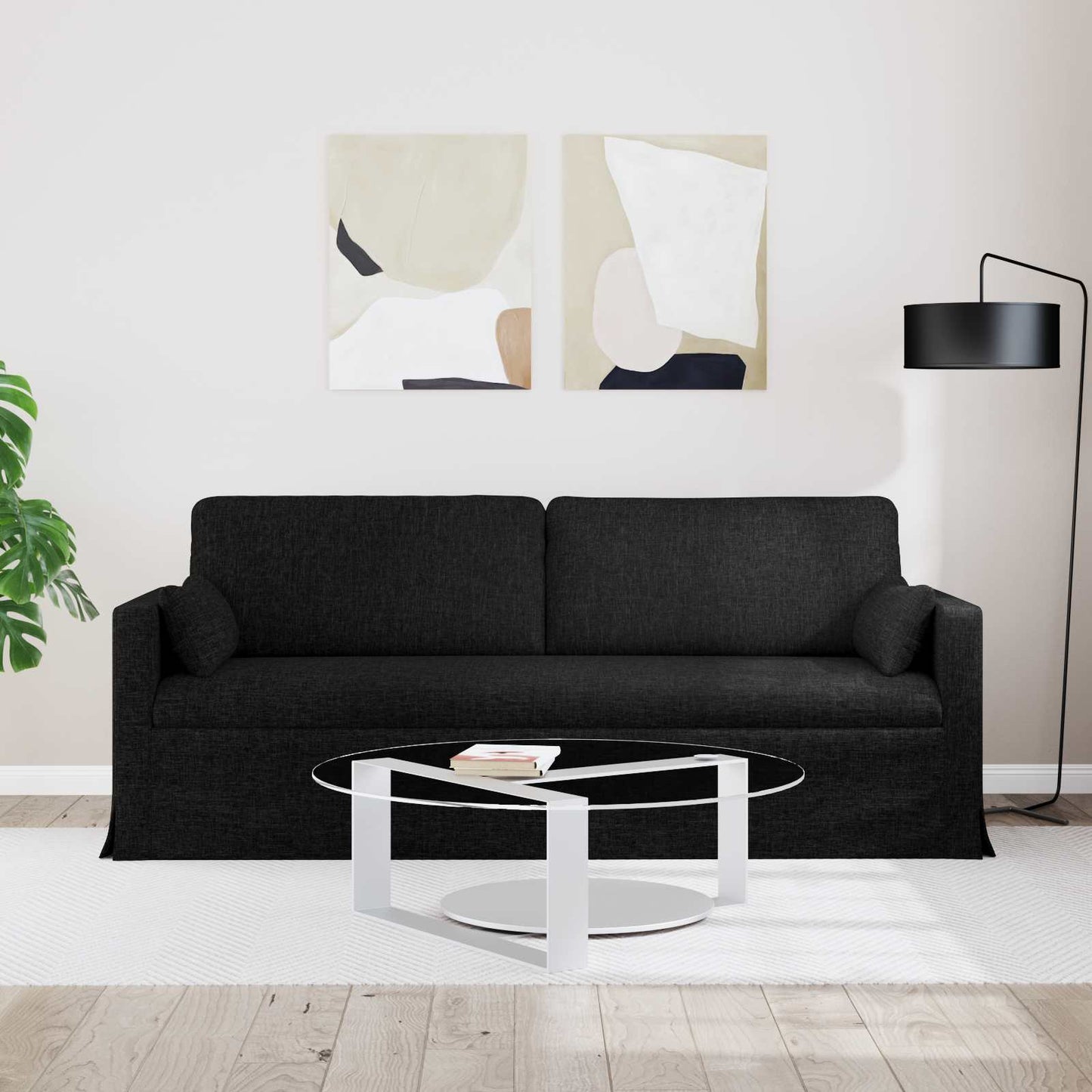 vidaXL Καναπές Μαύρο 198 x 78 x 80 εκ ύφασμα