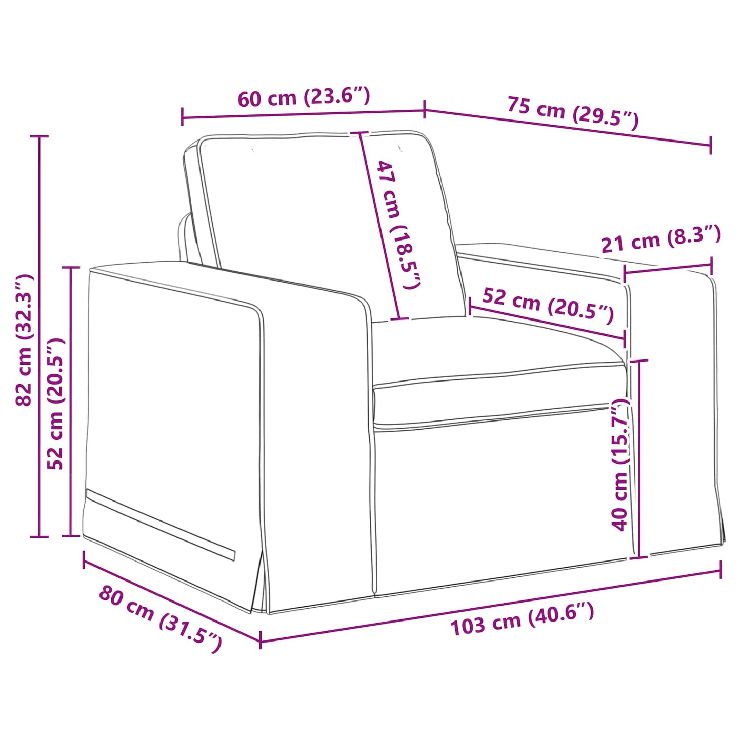 vidaXL Καναπές Ανοιχτό γκρι 103 x 80 x 82 εκ ύφασμα