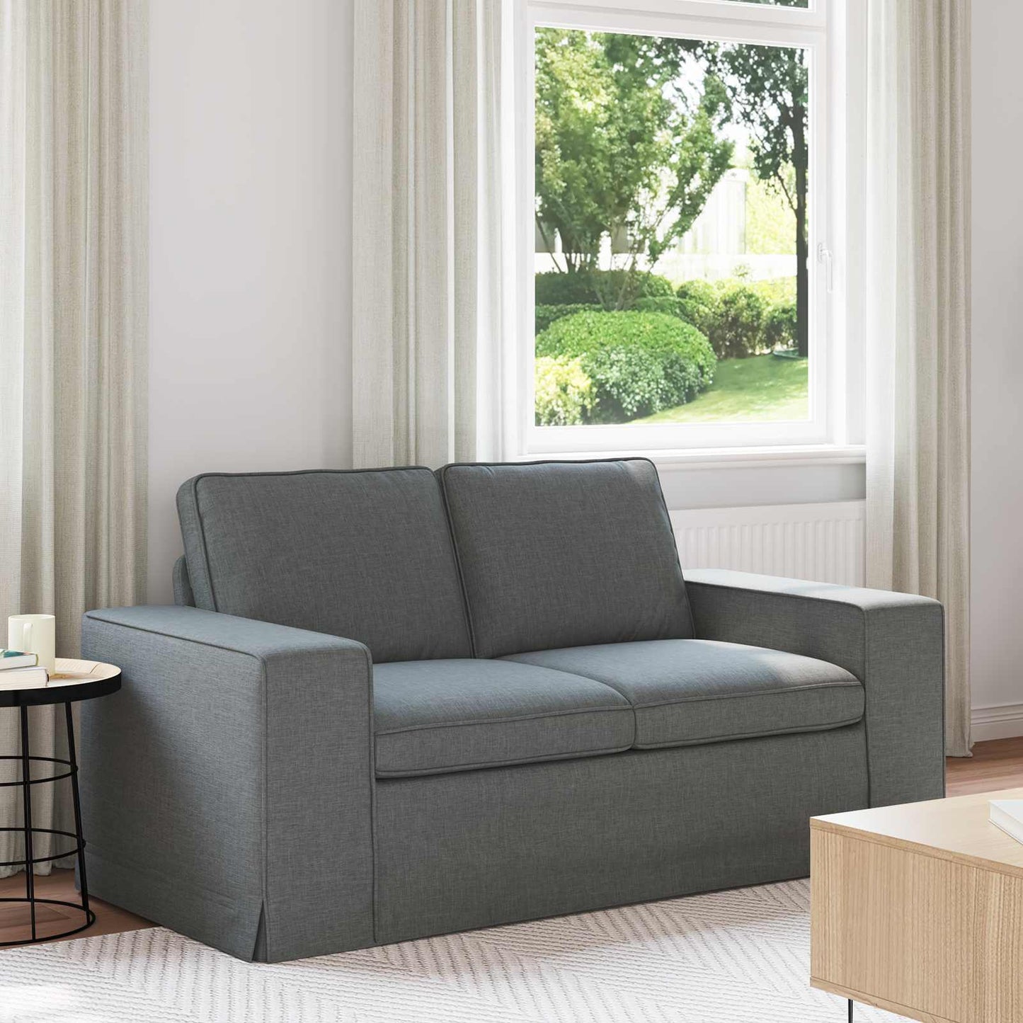 vidaXL Καναπές Σκούρο Γκρι 162 x 80 x 82 εκ ύφασμα