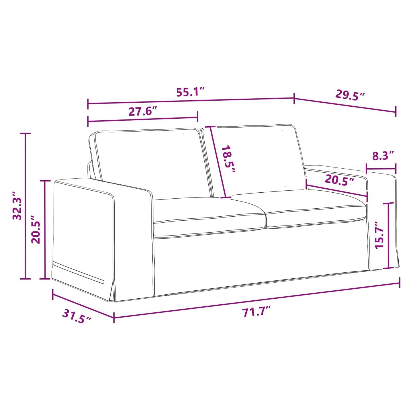 vidaXL Καναπές Σκούρο Γκρι 182 x 80 x 82 εκ ύφασμα