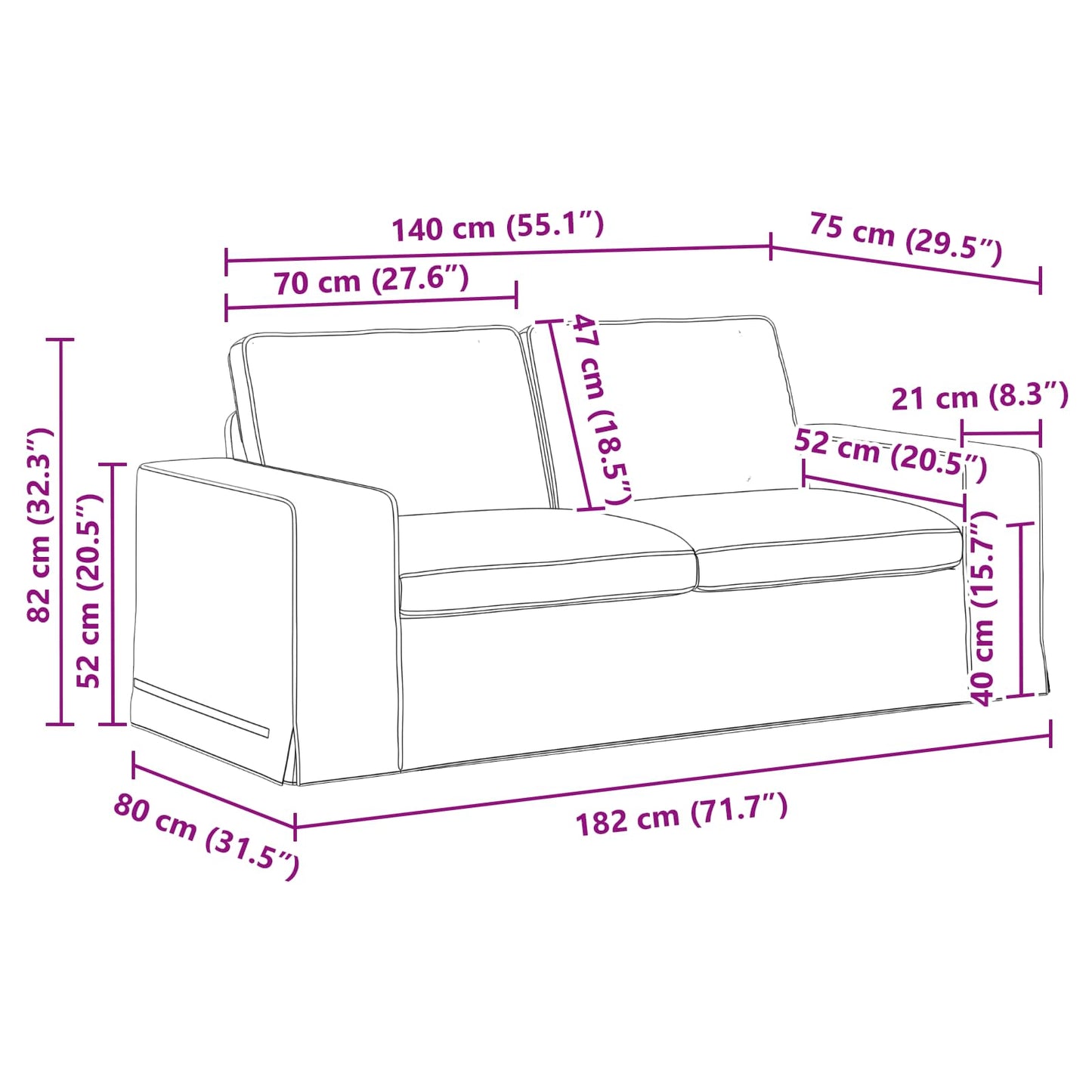 vidaXL Καναπές Taupe 182 x 80 x 82 εκ ύφασμα
