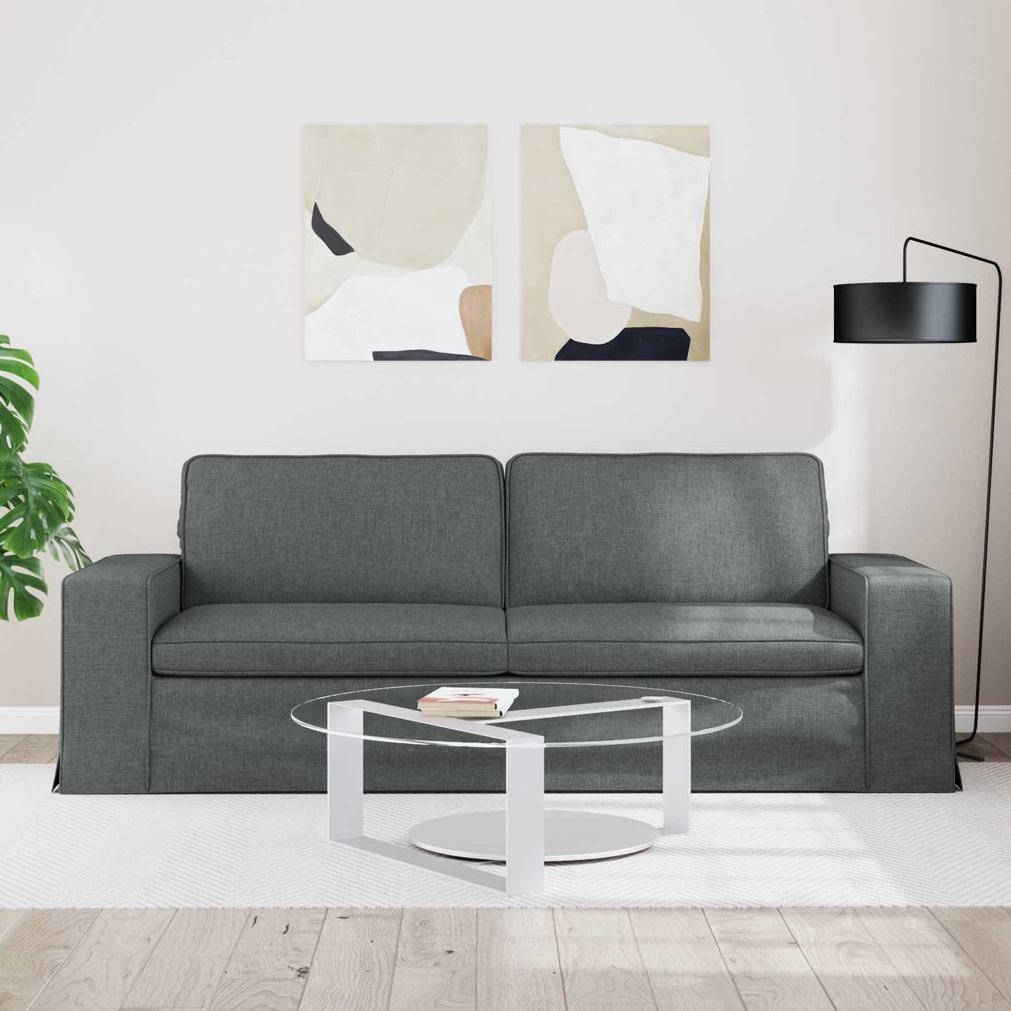 vidaXL Καναπές Σκούρο Γκρι 222 x 80 x 82 εκ ύφασμα
