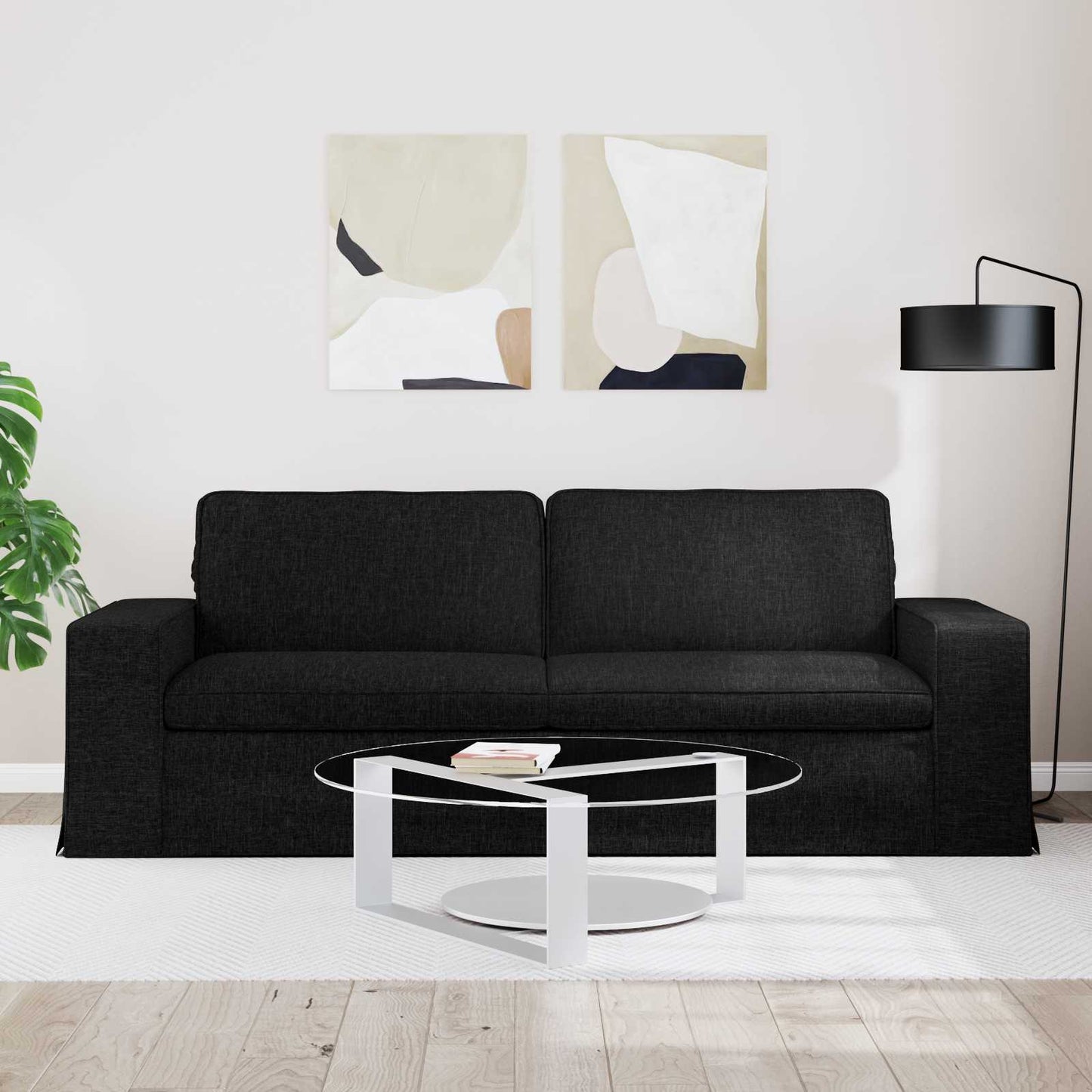 vidaXL Καναπές Μαύρο 222 x 80 x 82 εκ ύφασμα