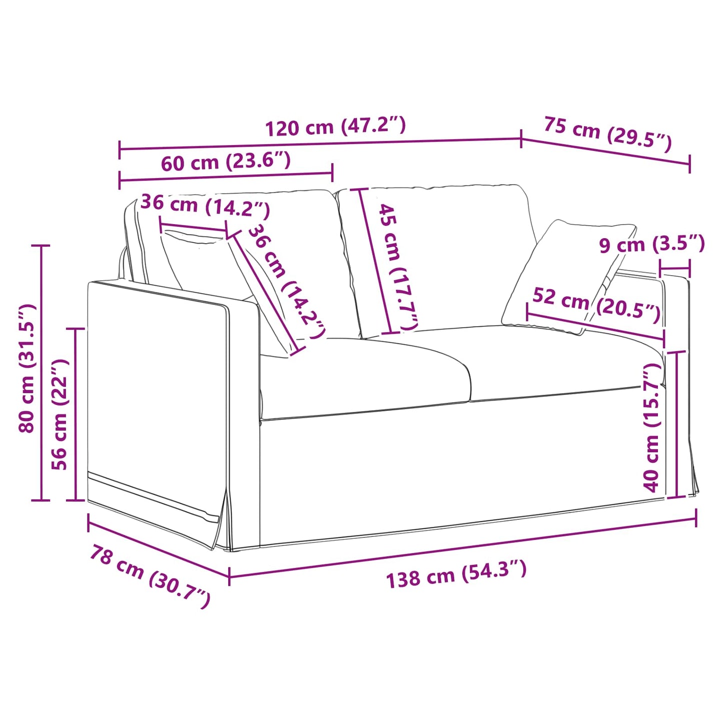 vidaXL Καναπές Σκούρο Γκρι 138 x 78 x 80 εκ Βελούδο