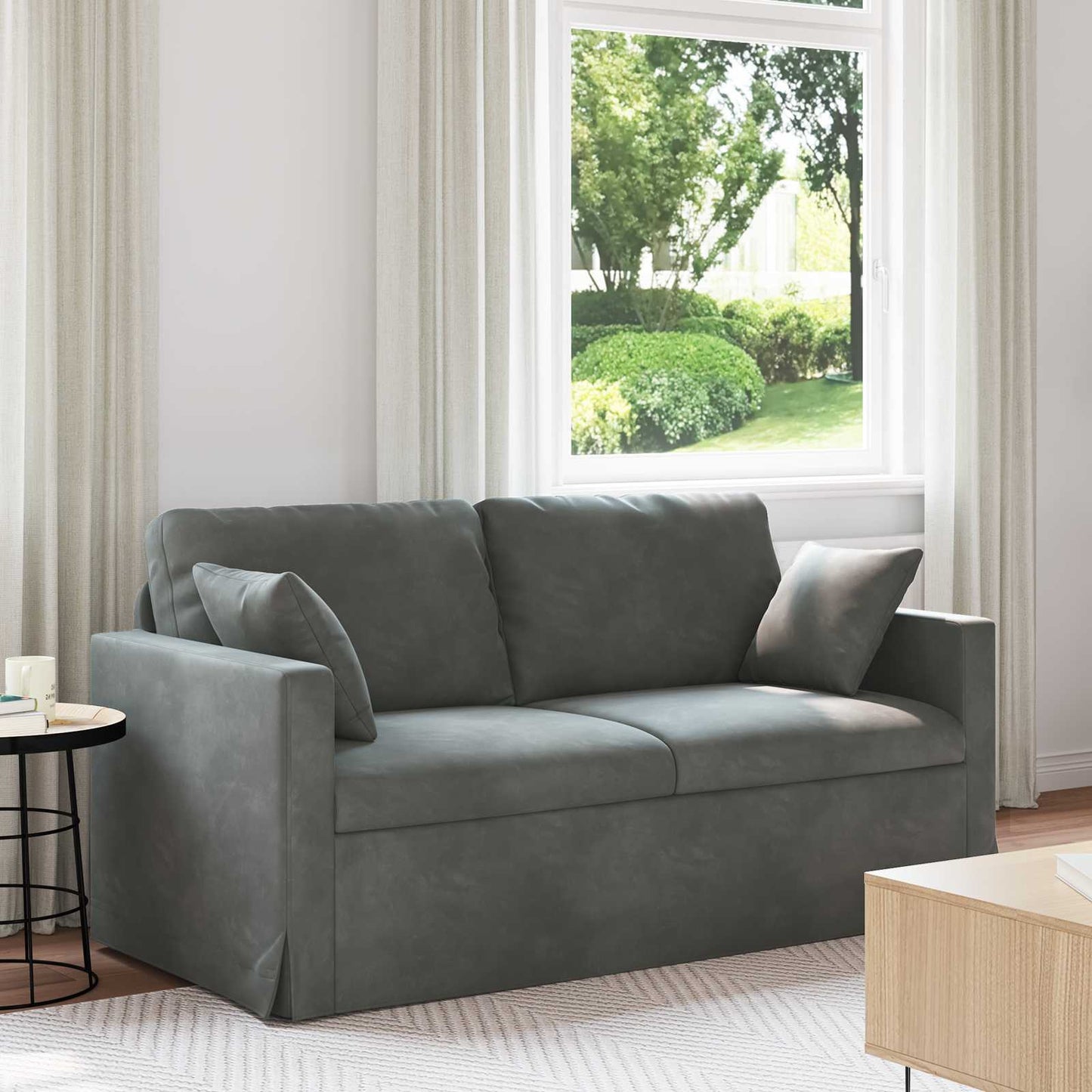 vidaXL Καναπές Σκούρο Γκρι 158 x 78 x 80 εκ Βελούδο