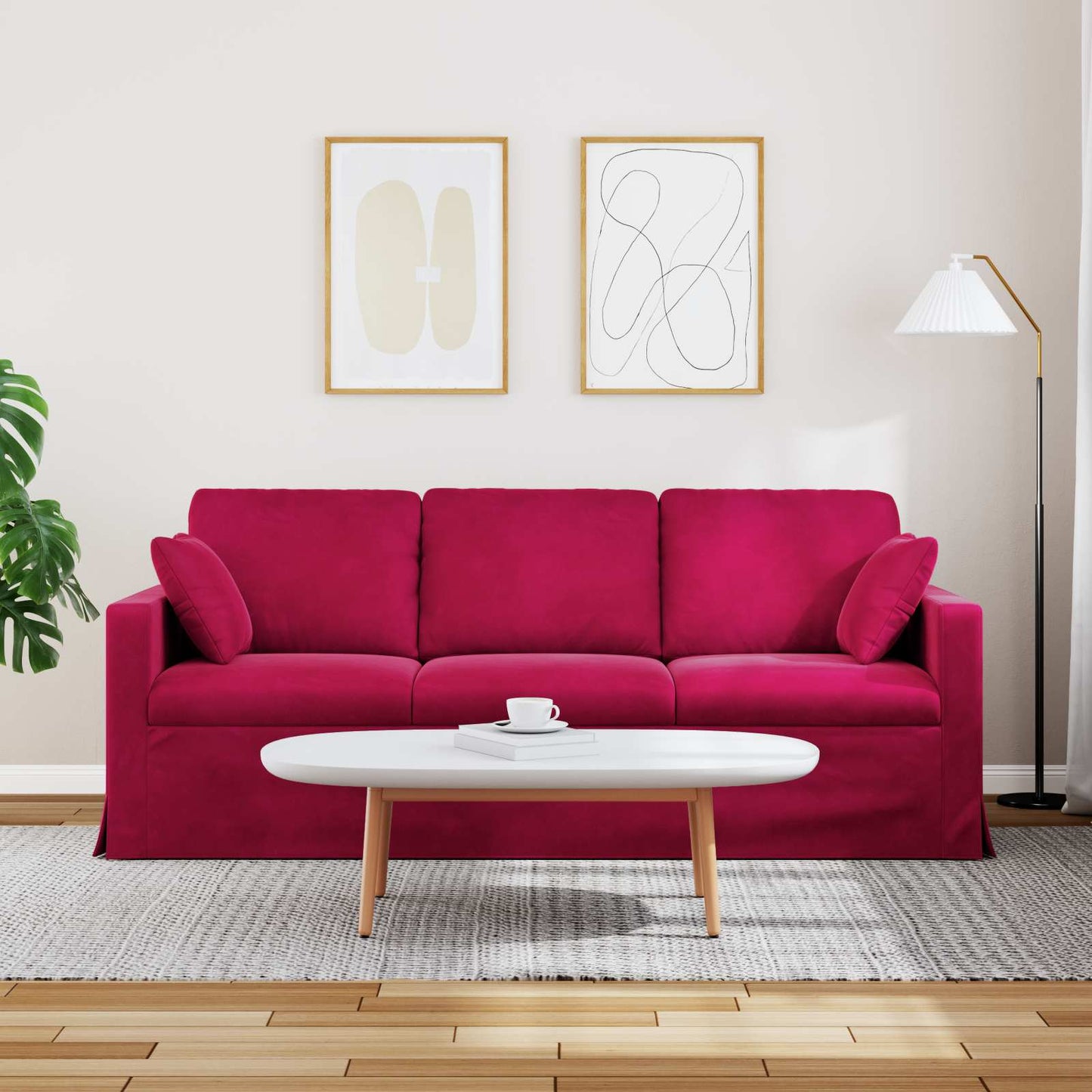 vidaXL Καναπές Κόκκινο 198 x 78 x 80 εκ Βελούδο