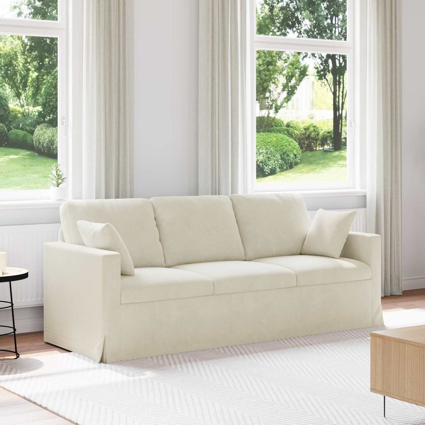 vidaXL Καναπές Κρεμ 198 x 78 x 80 εκ Βελούδο