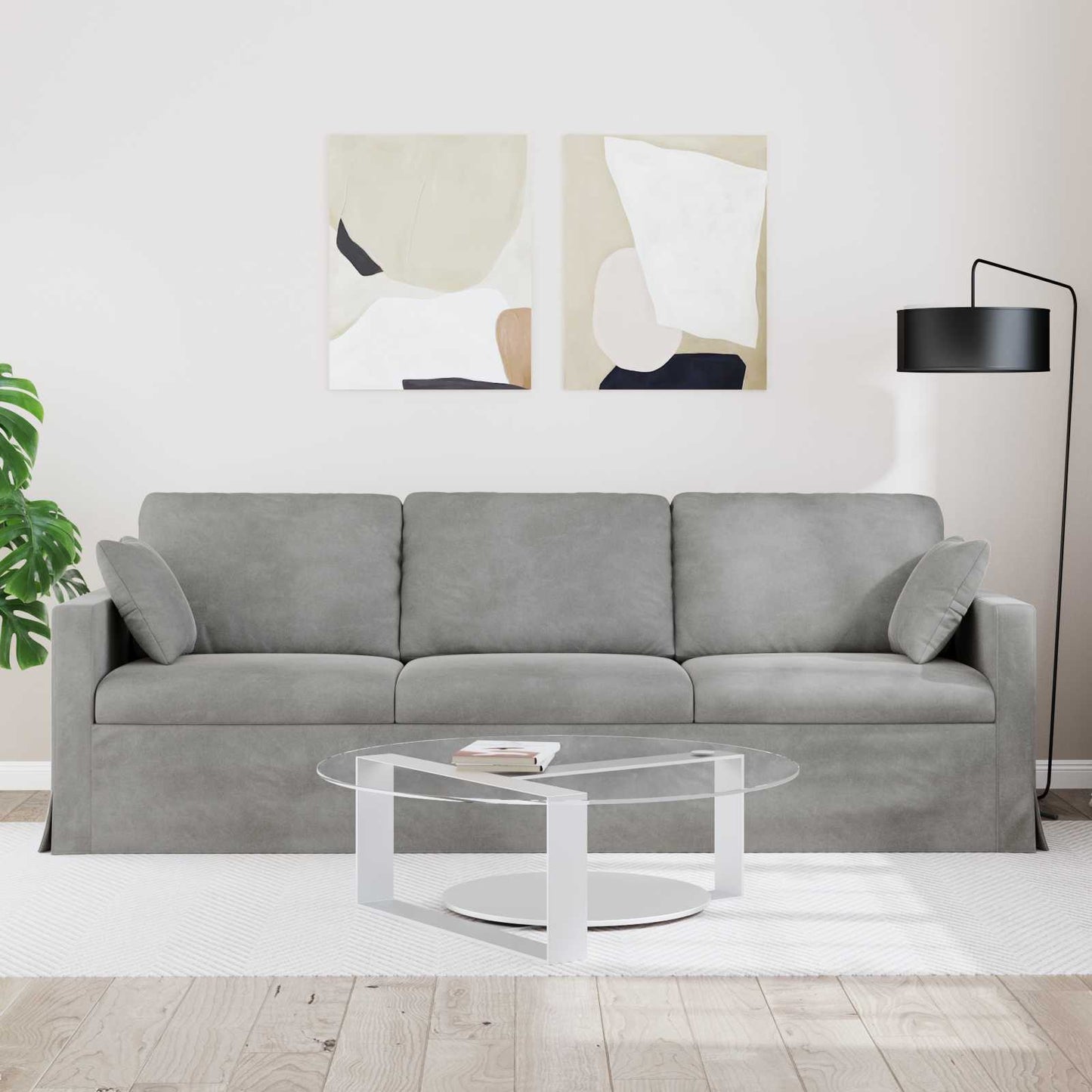 vidaXL Καναπές Ανοιχτό γκρι 228 x 78 x 80 εκ Βελούδο