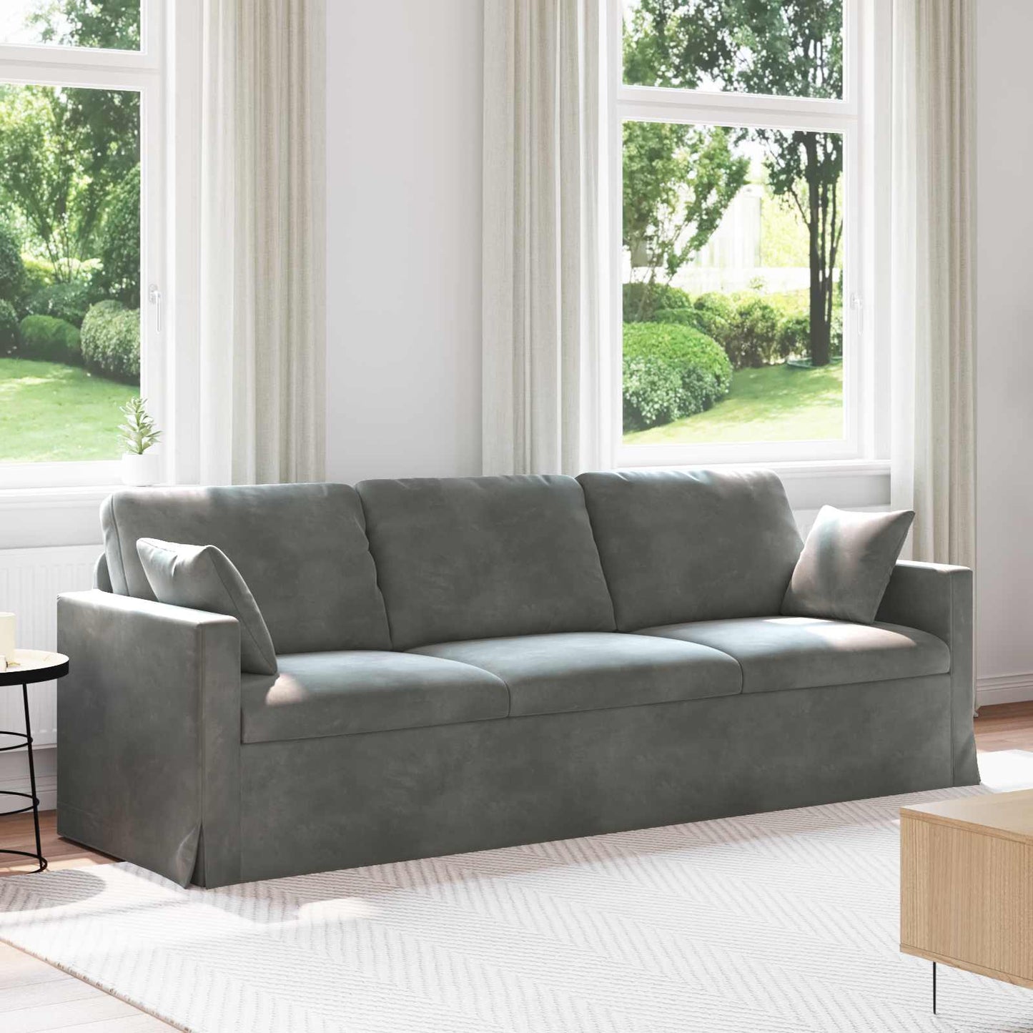 vidaXL Καναπές Σκούρο Γκρι 228 x 78 x 80 εκ Βελούδο