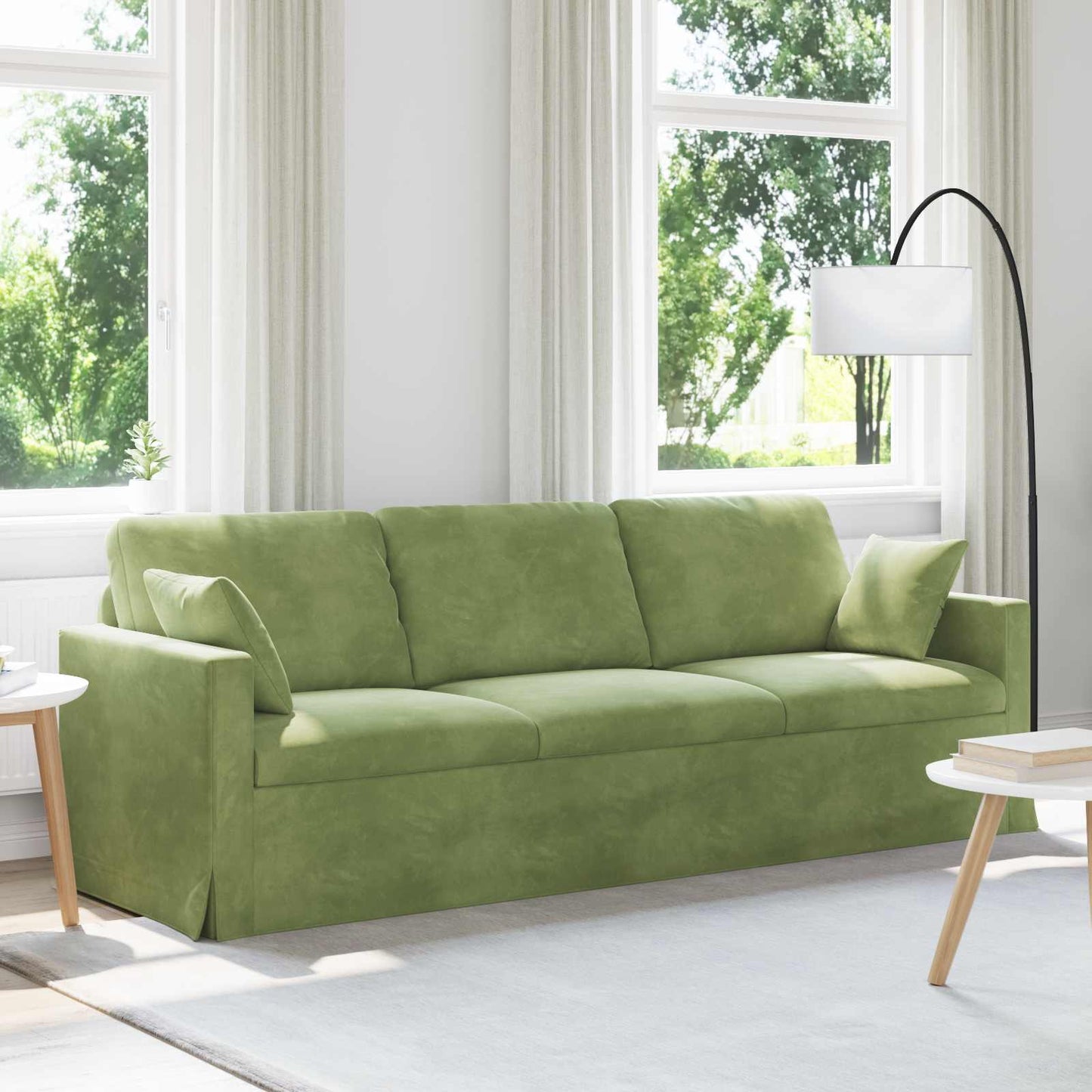 vidaXL Καναπές Ανοιχτό Πράσινο 228 x 78 x 80 εκ Βελούδο