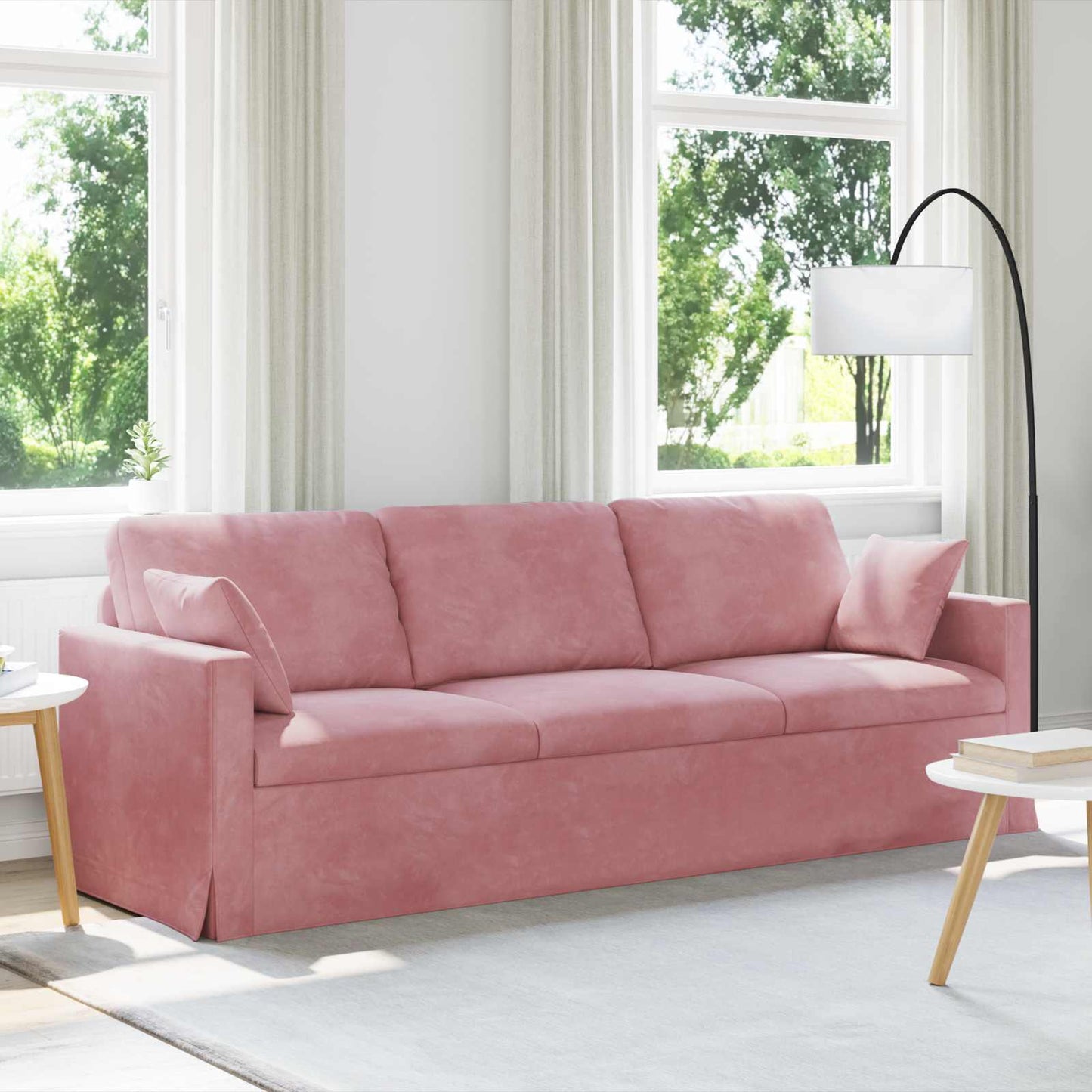 vidaXL Καναπές Ροζ 228 x 78 x 80 εκ Βελούδο