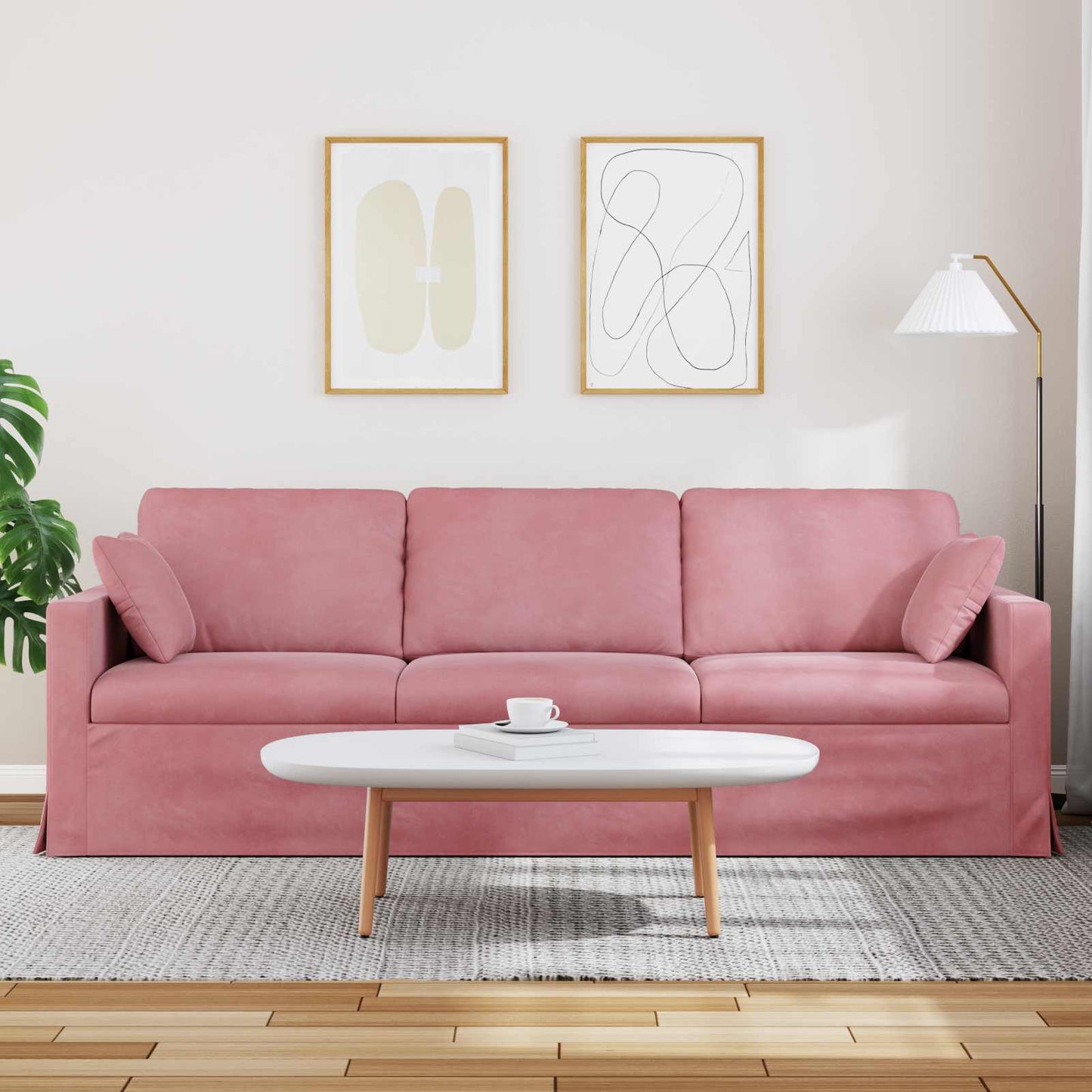 vidaXL Καναπές Ροζ 228 x 78 x 80 εκ Βελούδο