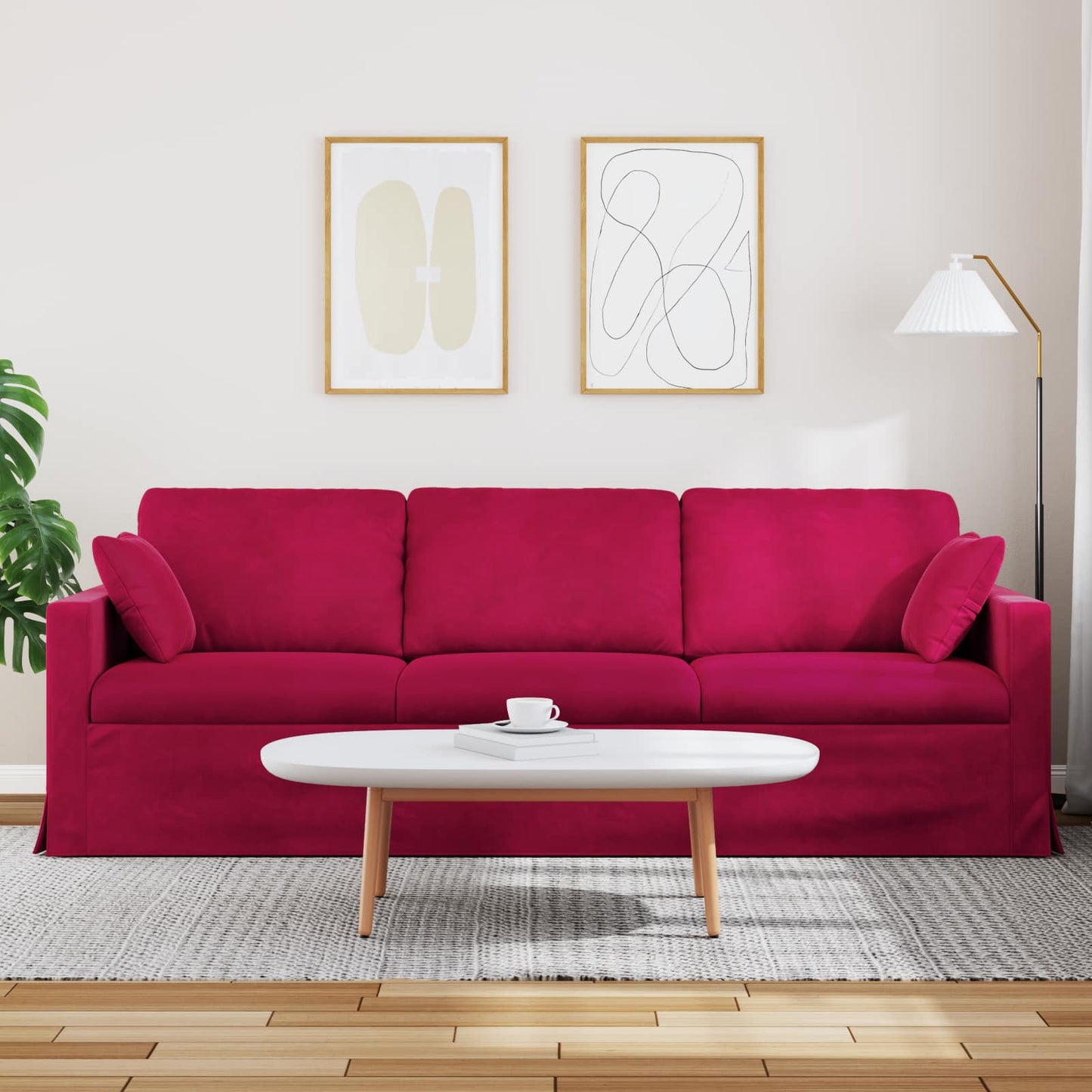 vidaXL Καναπές Κόκκινο 228 x 78 x 80 εκ Βελούδο
