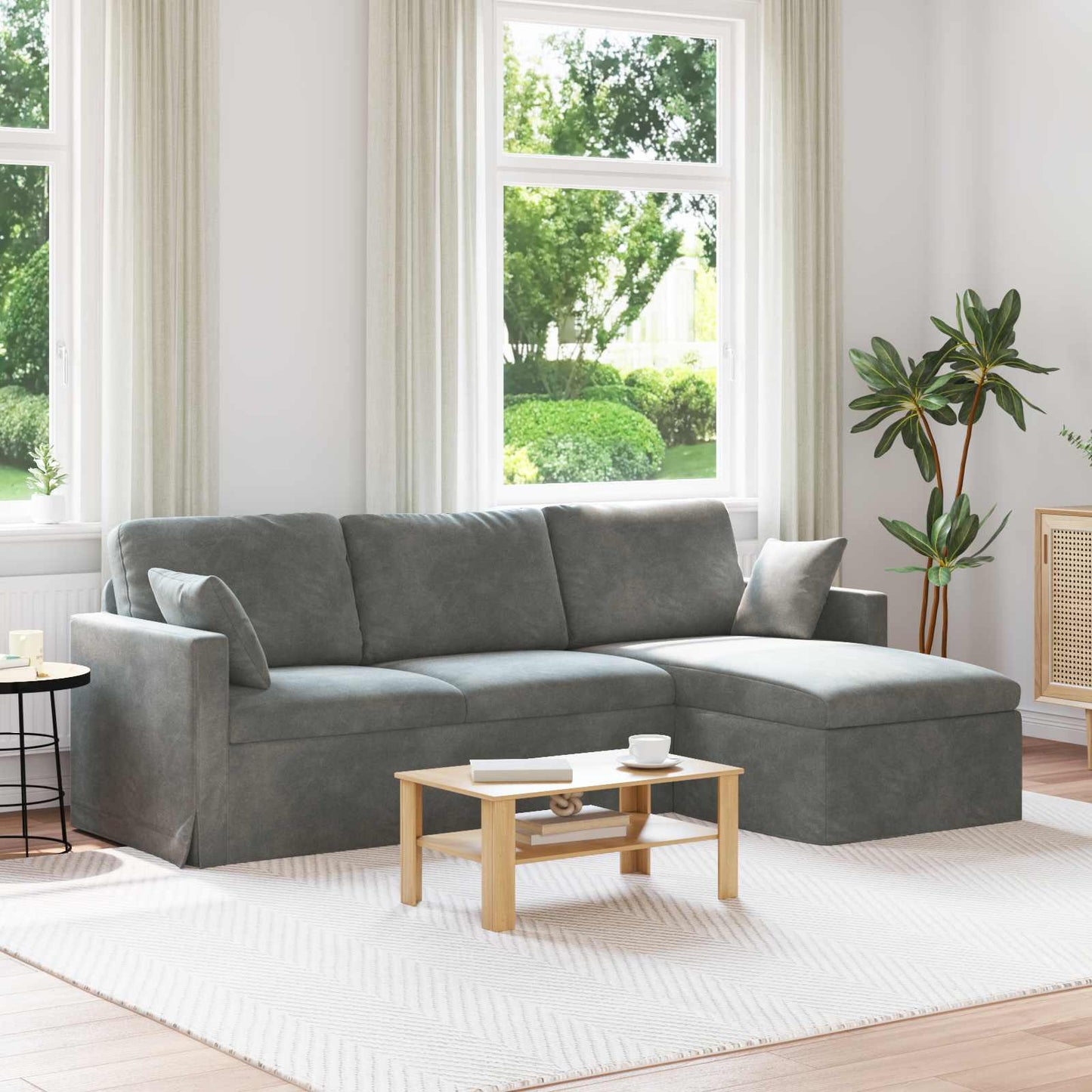vidaXL Καναπές Σκούρο Γκρι 228 x 134 x 80 εκ Βελούδο