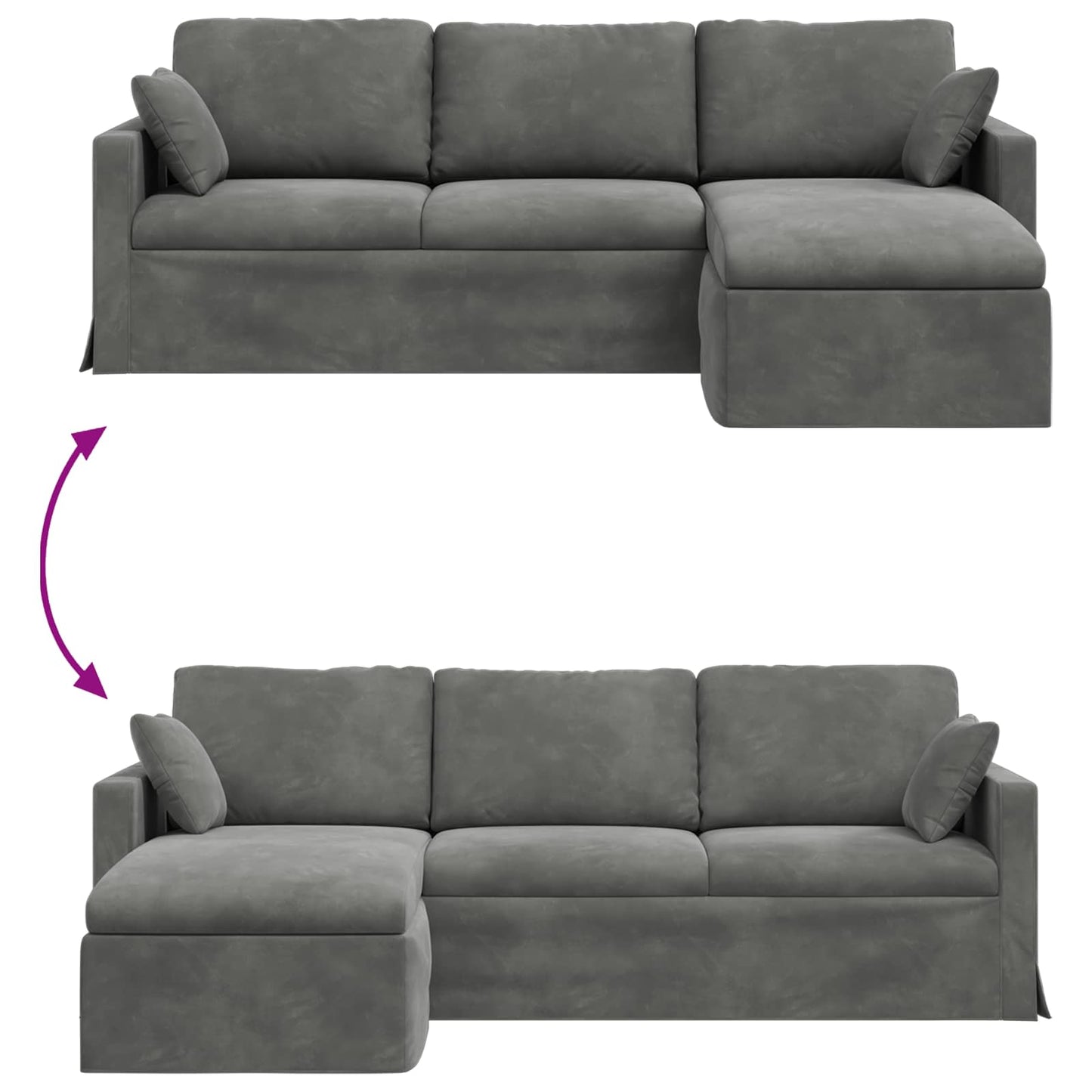 vidaXL Καναπές Σκούρο Γκρι 228 x 134 x 80 εκ Βελούδο