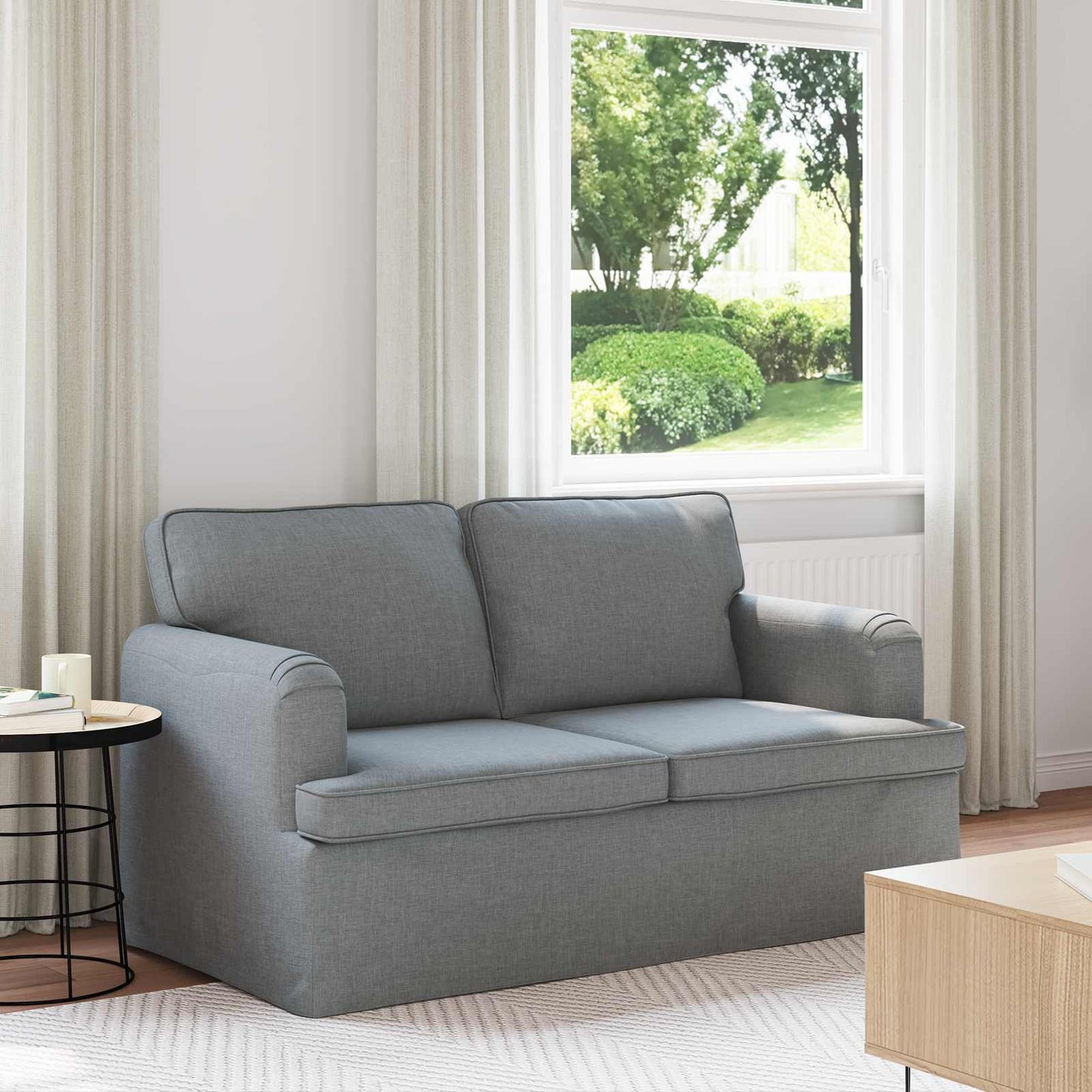 vidaXL Καναπές Ανοιχτό γκρι 144 x 80 x 85 εκ ύφασμα