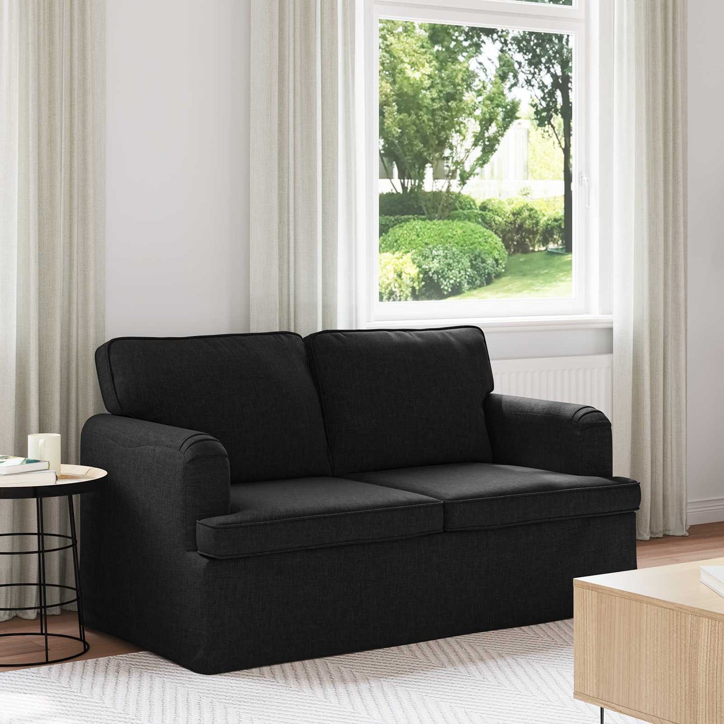 vidaXL Καναπές Μαύρο 144 x 80 x 85 εκ ύφασμα
