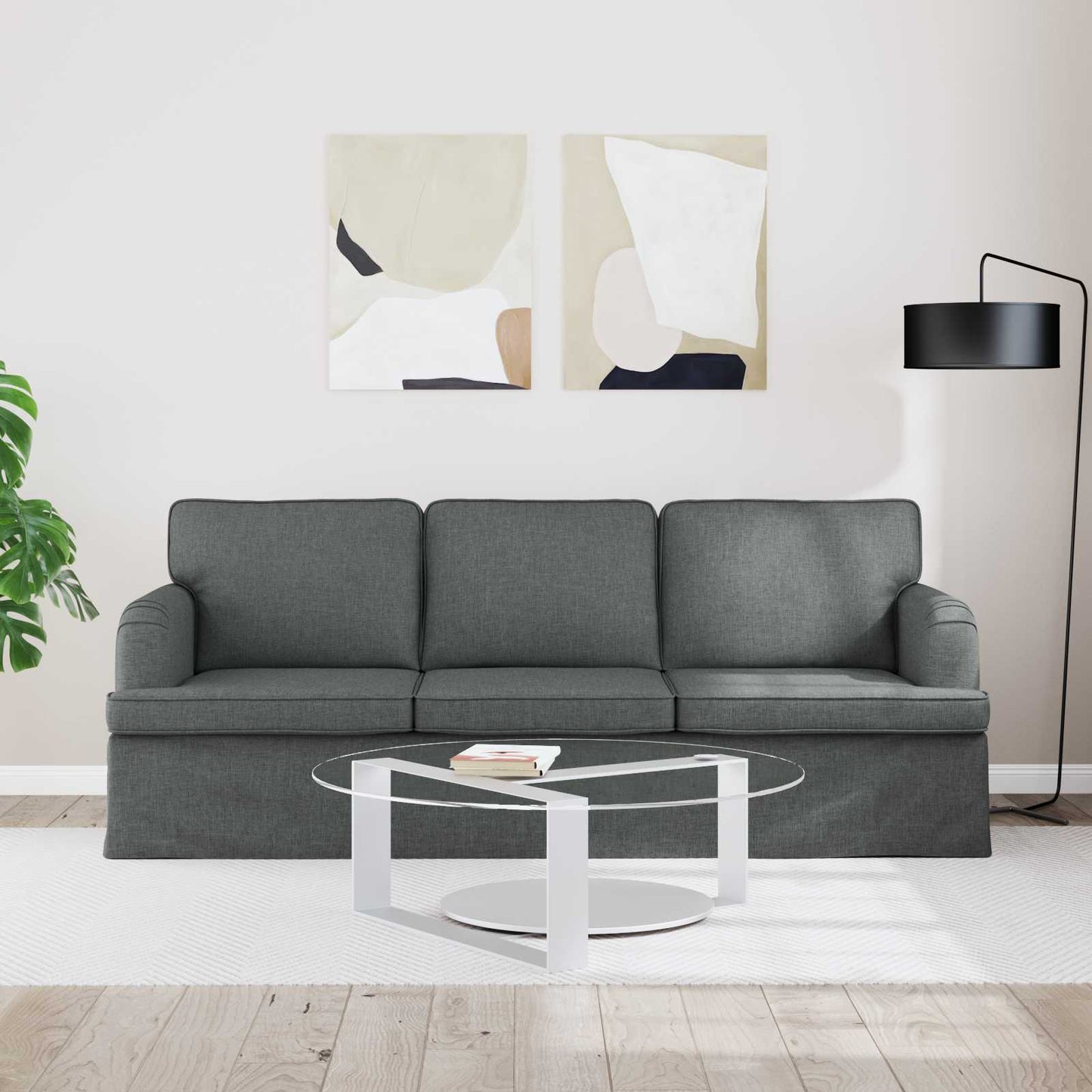 vidaXL Καναπές Σκούρο Γκρι 201 x 80 x 85 εκ ύφασμα