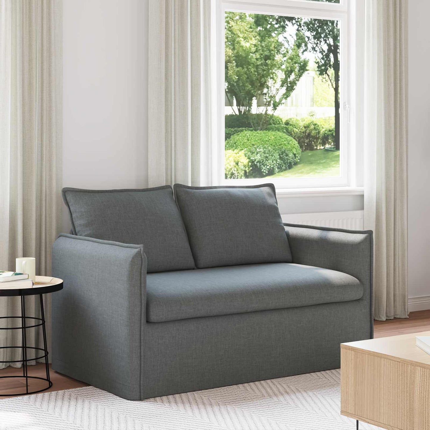 vidaXL Καναπές Σκούρο Γκρι 136 x 82 x 85 εκ ύφασμα