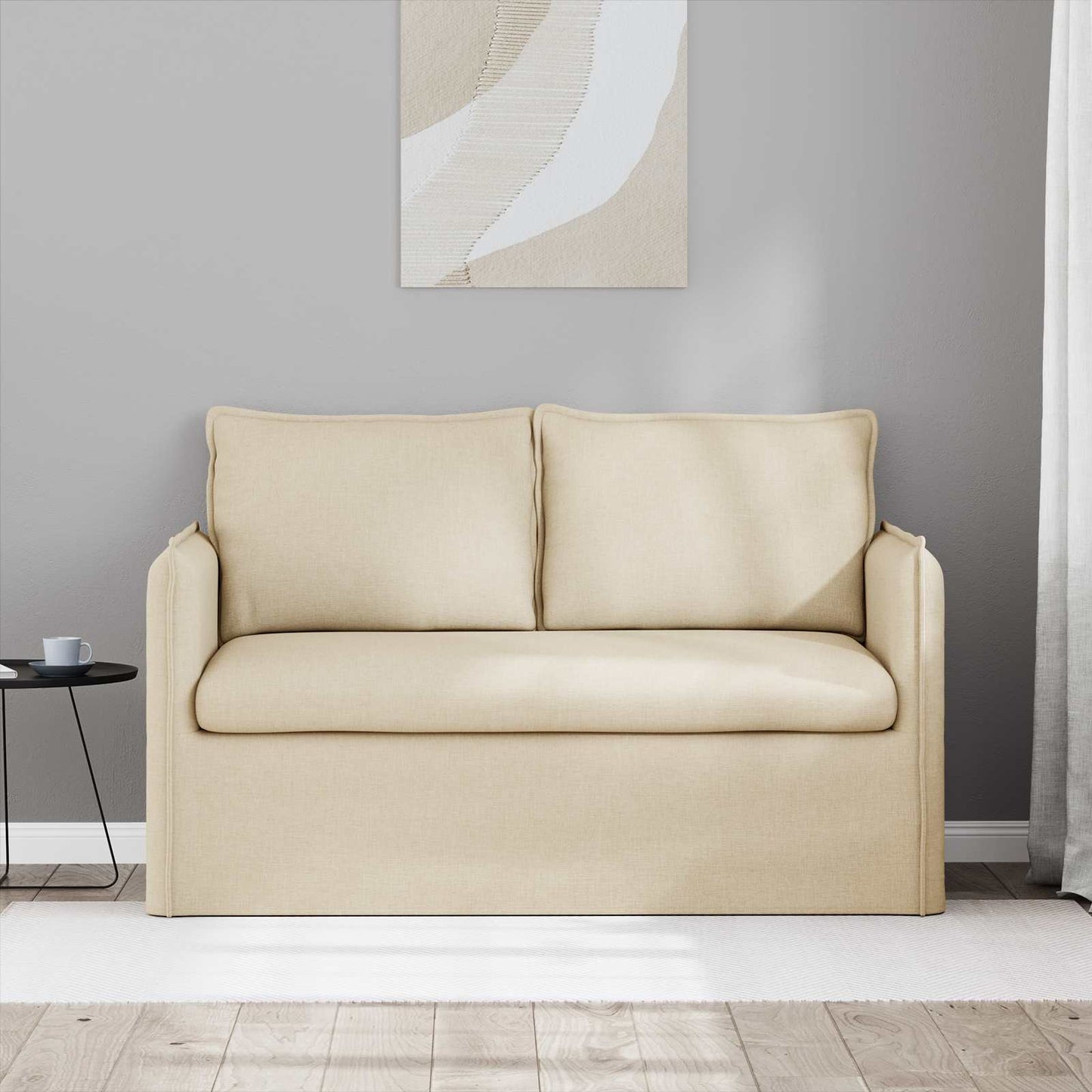 vidaXL Καναπές Κρεμ 136 x 82 x 85 εκ ύφασμα