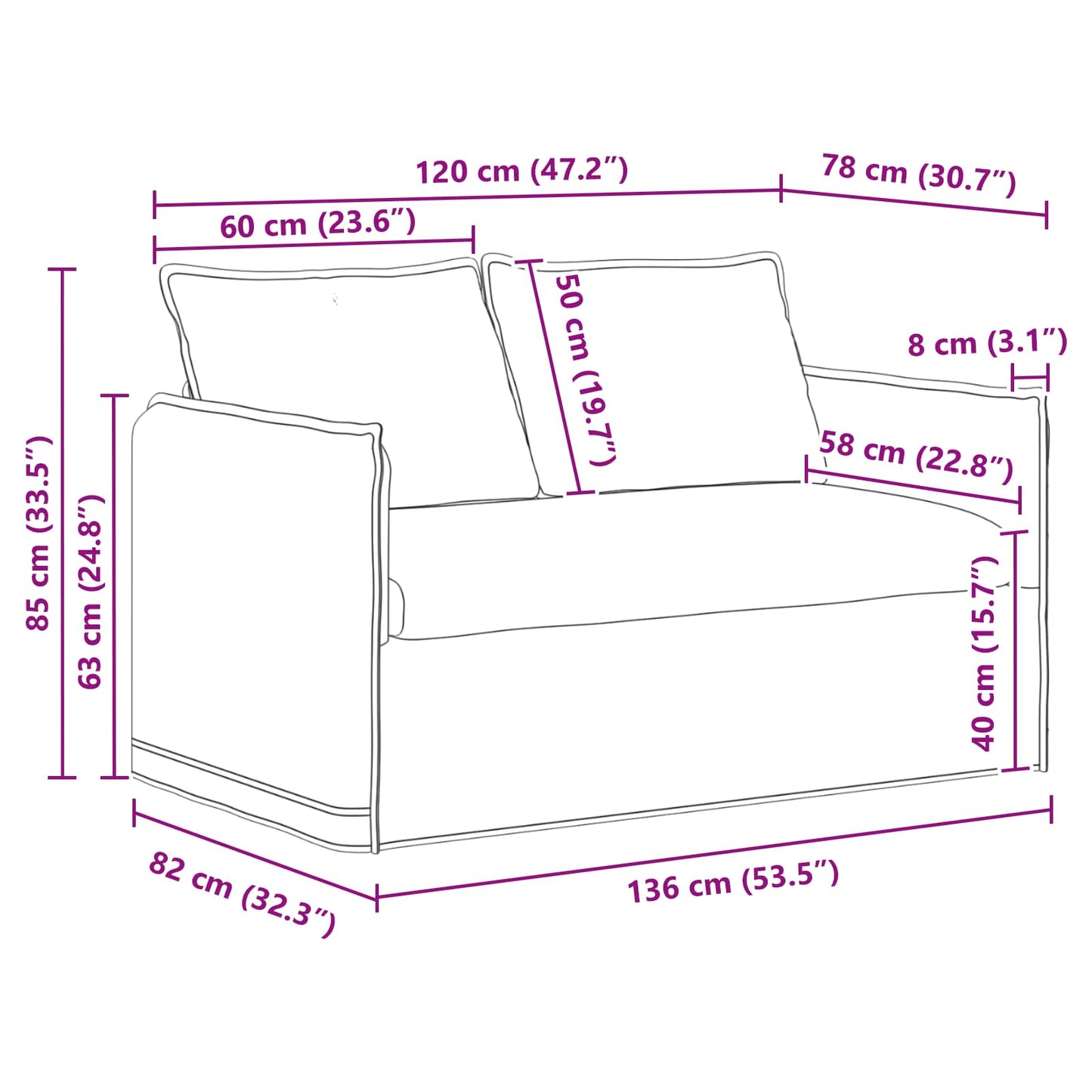 vidaXL Καναπές Κρεμ 136 x 82 x 85 εκ ύφασμα