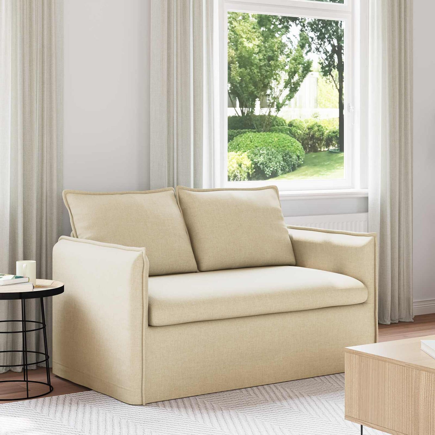 vidaXL Καναπές Κρεμ 156 x 82 x 85 εκ ύφασμα