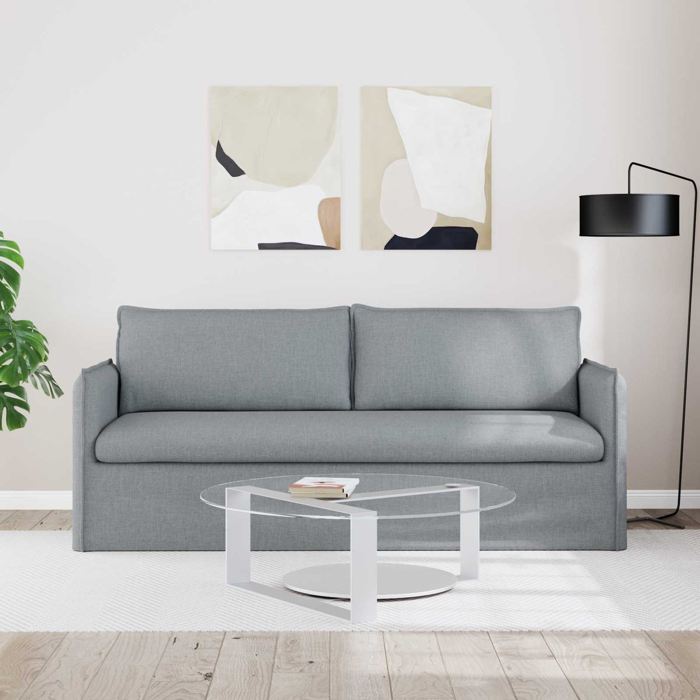 vidaXL Καναπές Ανοιχτό γκρι 196 x 82 x 85 εκ ύφασμα